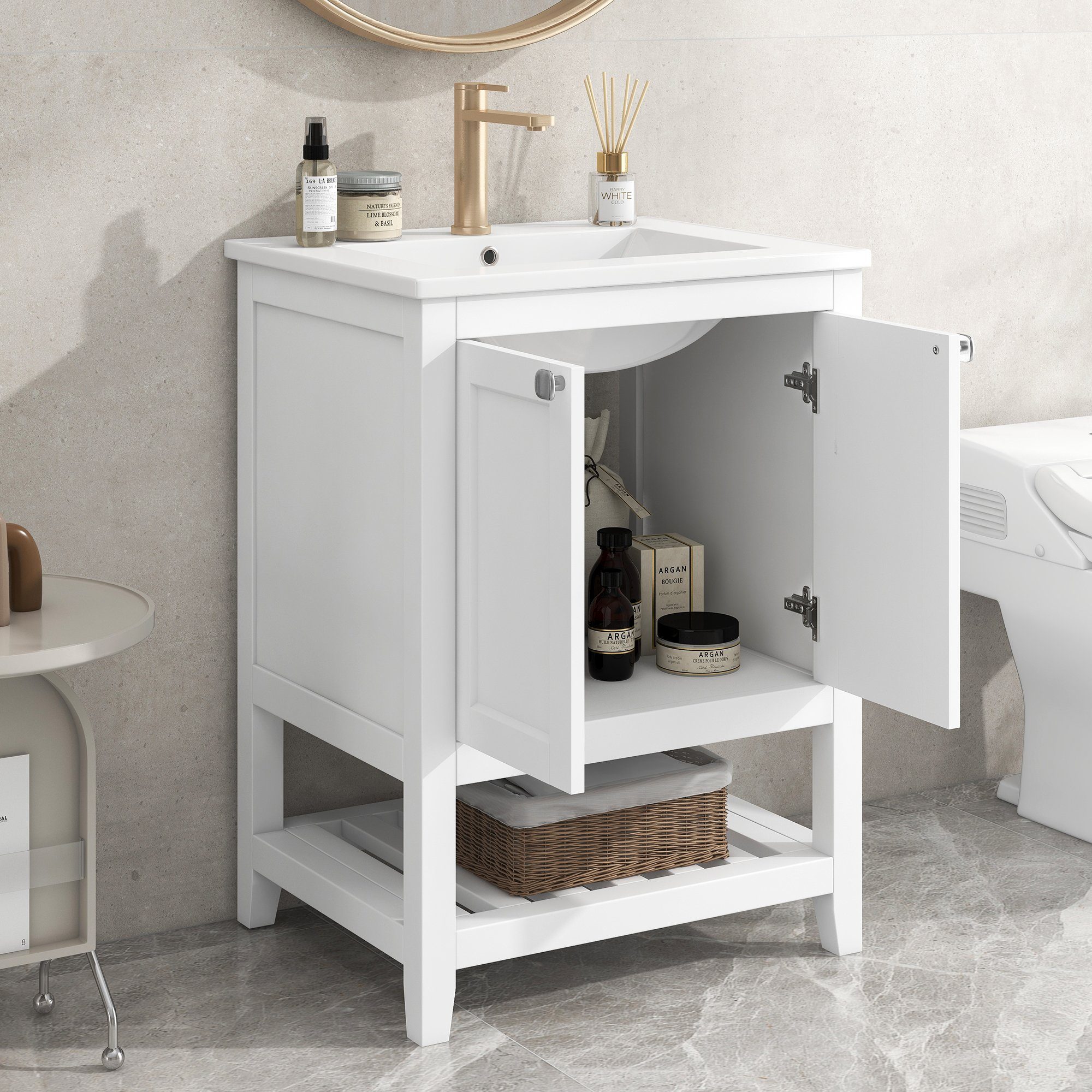 OKWISH Badmöbel-Set Badmöbel mit Keramik-Waschbecken, (Einzel günstig online kaufen