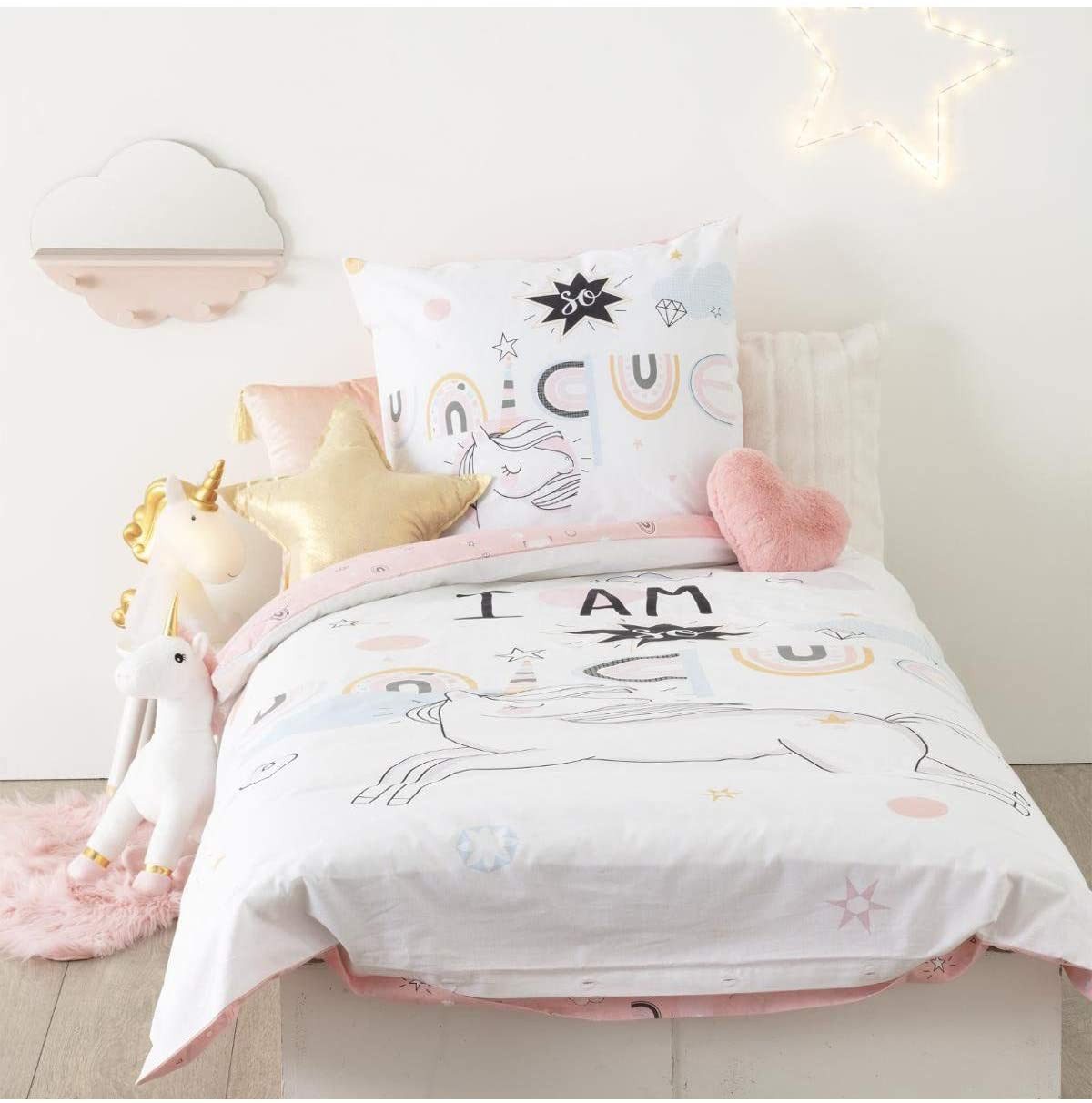 Atmosphera Créateur d'intérieur Kinderbettwäsche Bettwäsche für Mädchen, 140x200 cm, UNICORN, beidseitig, Baumwolle, angenehmes Material