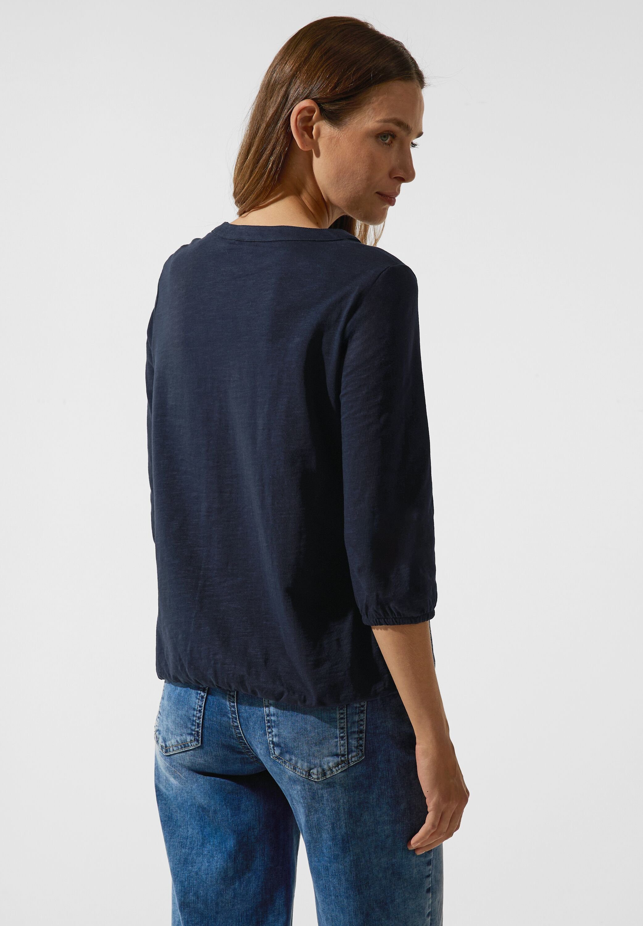 blue geschlitztem deep STREET mit Rundhalsausschnitt ONE 3/4-Arm-Shirt