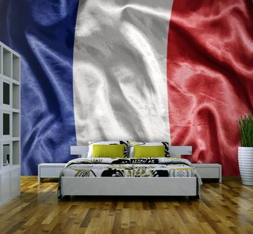 wandmotiv24 Fototapete Wehende Französische Flagge, glatt, Wandtapete, Motivtapete, matt, Vliestapete