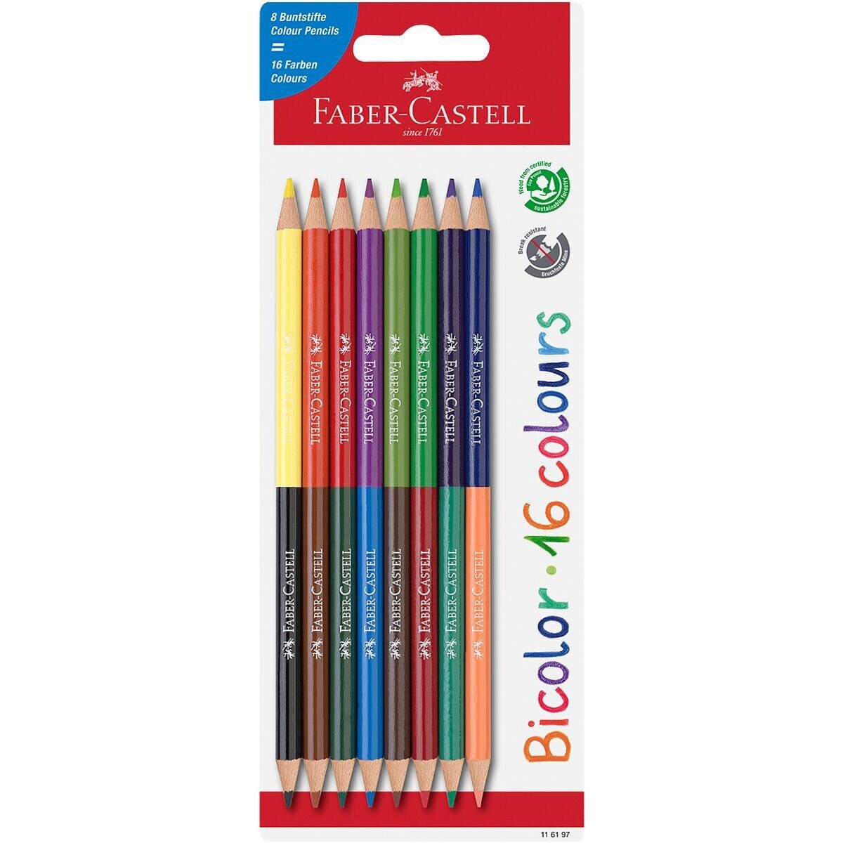 Faber-Castell Buntstift Bicolor, (8-tlg), 16 Farben