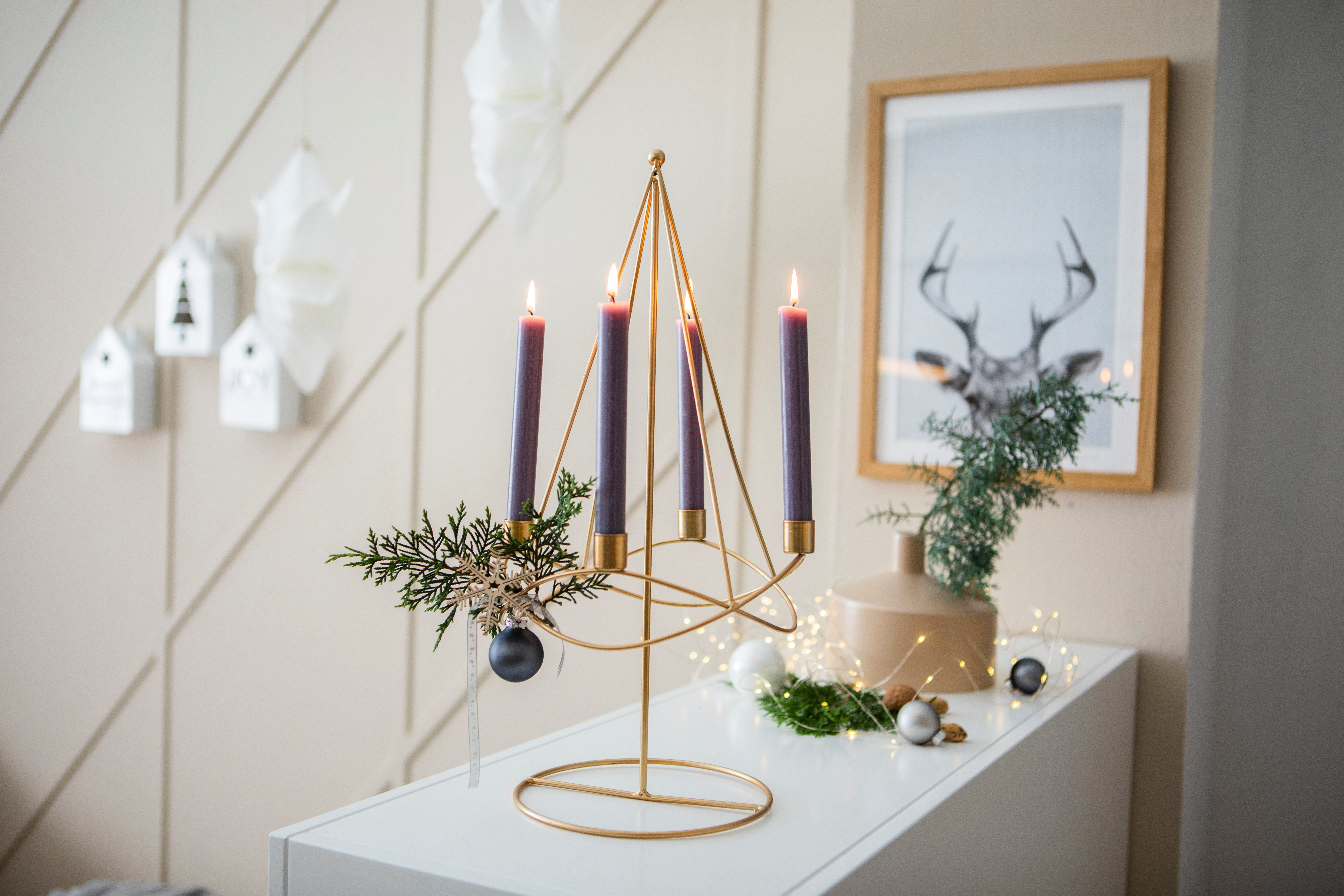 Kerzenleuchter, Höhe ca. 49,5 AM Weihnachtsdeko, cm aus Metall, Adventsleuchter Design