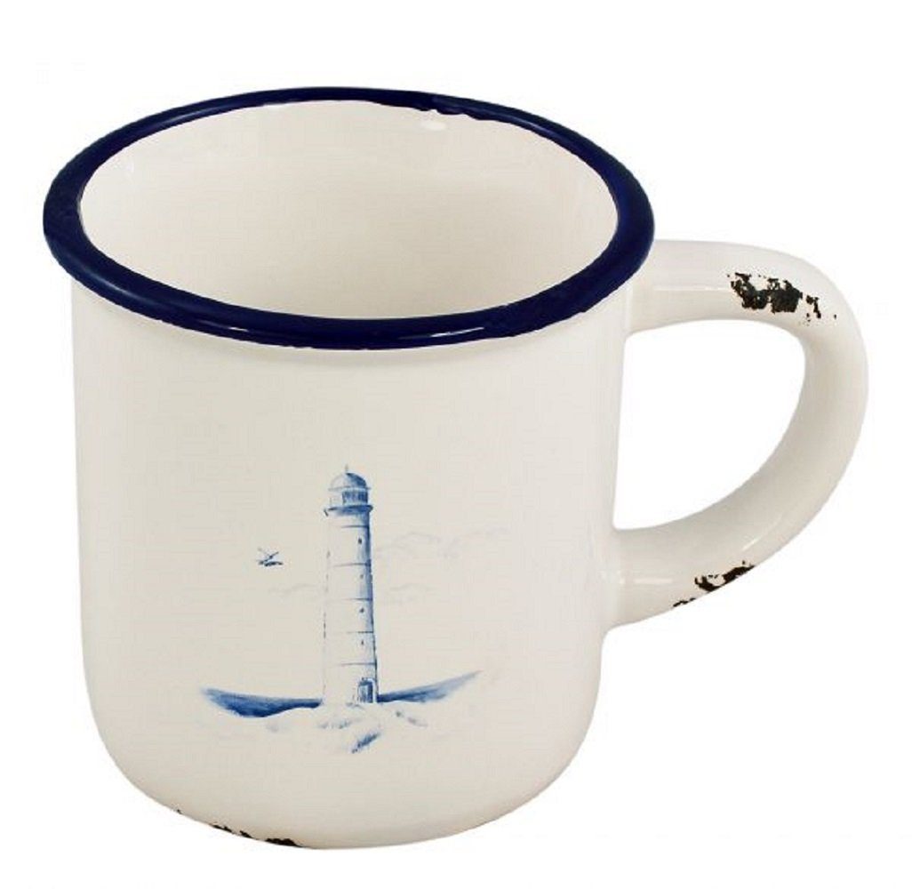 Linoows Tasse Kaffee Becher, Kaffepott, Tasse, Henkelbecher, Keramik, Keramik Kaffeetasse mit Leuchtturm