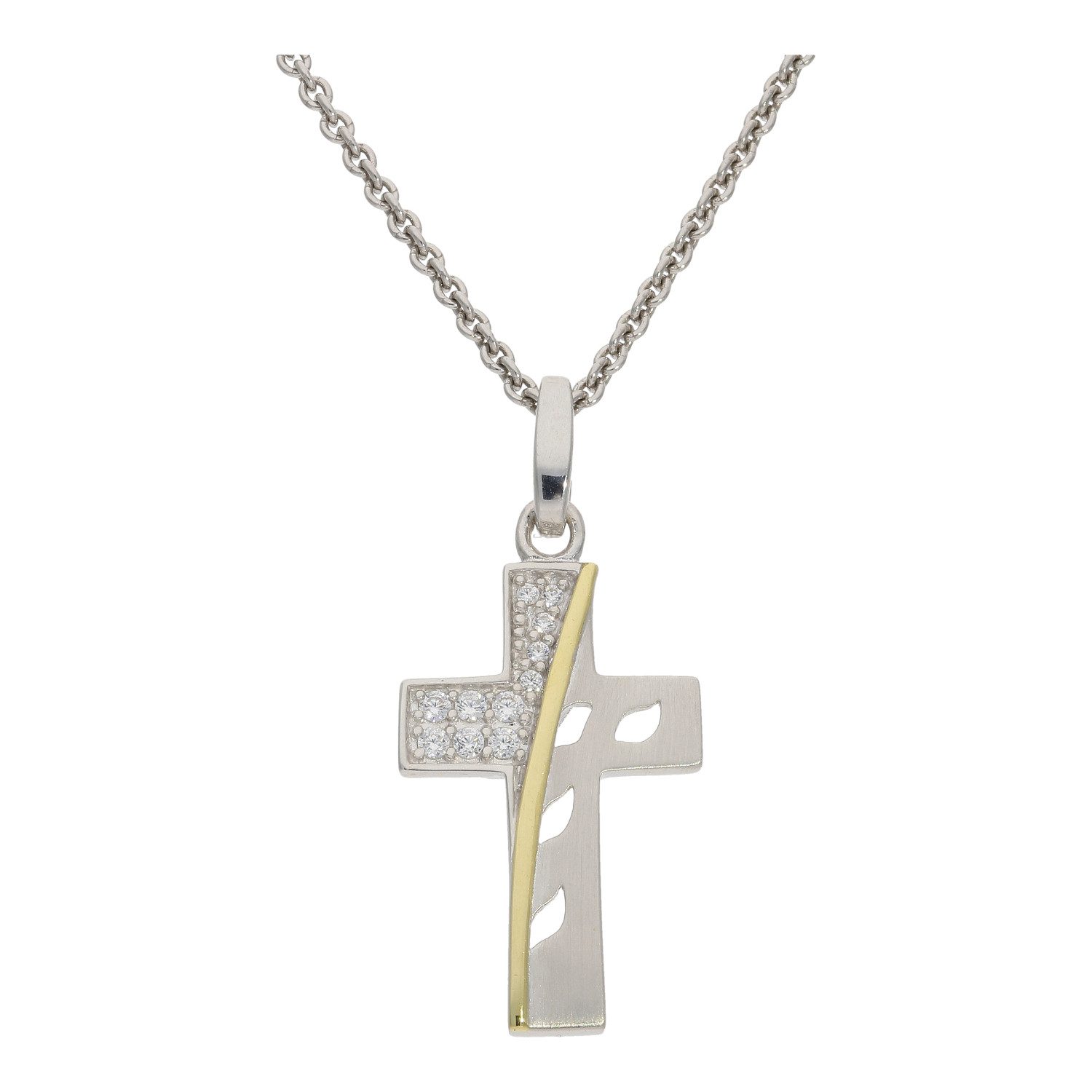 Kettenanhänger Kreuz Anhänger 925 Silber Vergoldet Zirkonia JL20-02-1349 JuwelmaLux
