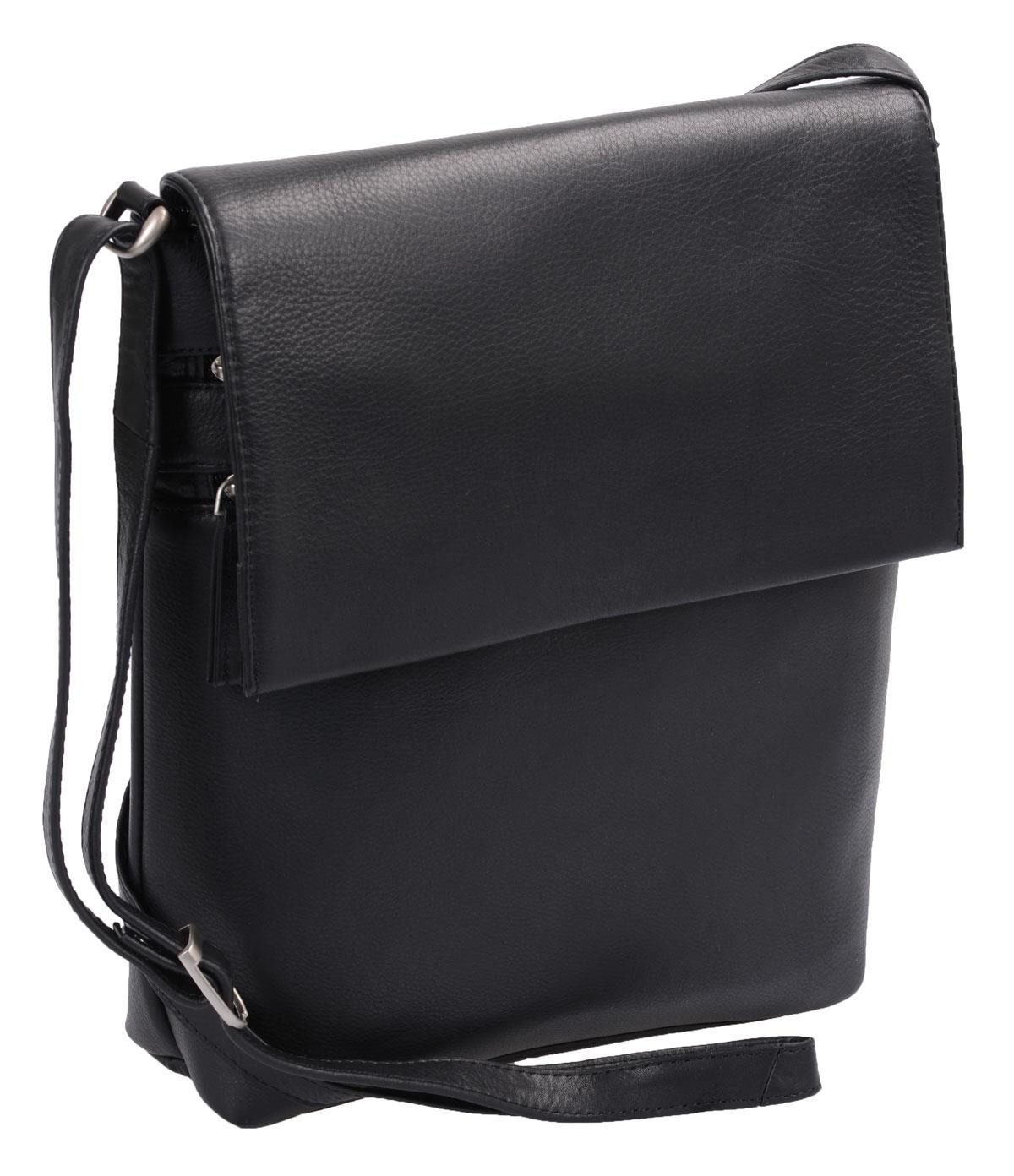GlücksNugget Handtasche Damen Handtasche schwarz aus Leder – Wortmann Louana