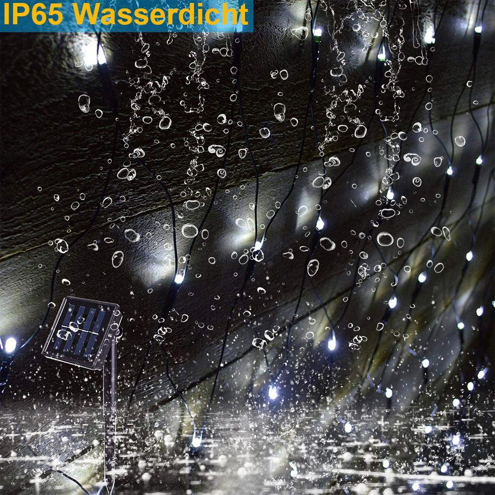 Rosnek LED-Lichterkette Solar,Wasserdichte,mit Fernsteuerungs,für Garten Hinterhof Weihnachten, LED-Netzlichter,1.5*1.5/3*2M
