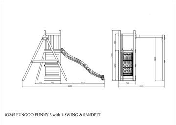 FUNGOO Spielturm FUNNY3 mit schaukel, mit Schaukel & Rutsche, Kletterwand