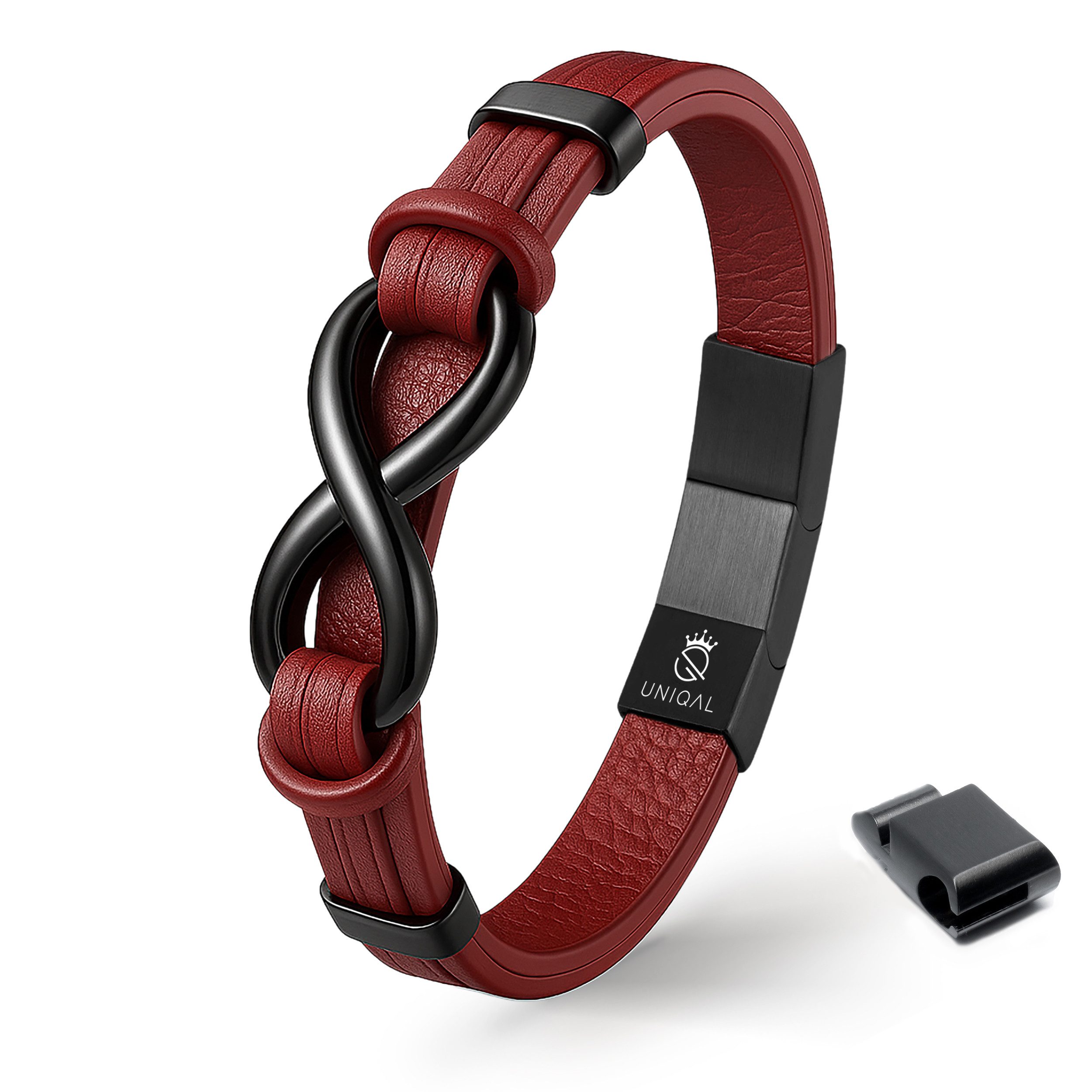 UNIQAL.de Lederarmband Unendlichkeit Leder Armband "INFINITY" Herren (Edelstahl, Echtleder, Casual Style, Handgefertigt), Designed in Germany
