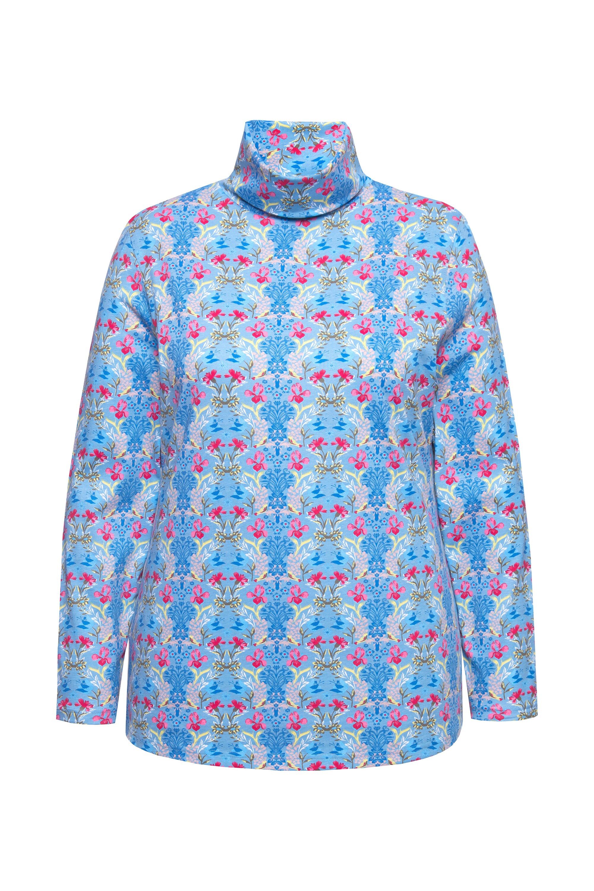 Ulla Popken T-Shirt Shirtrolli floraler Druck Rollkragen Langarm günstig online kaufen