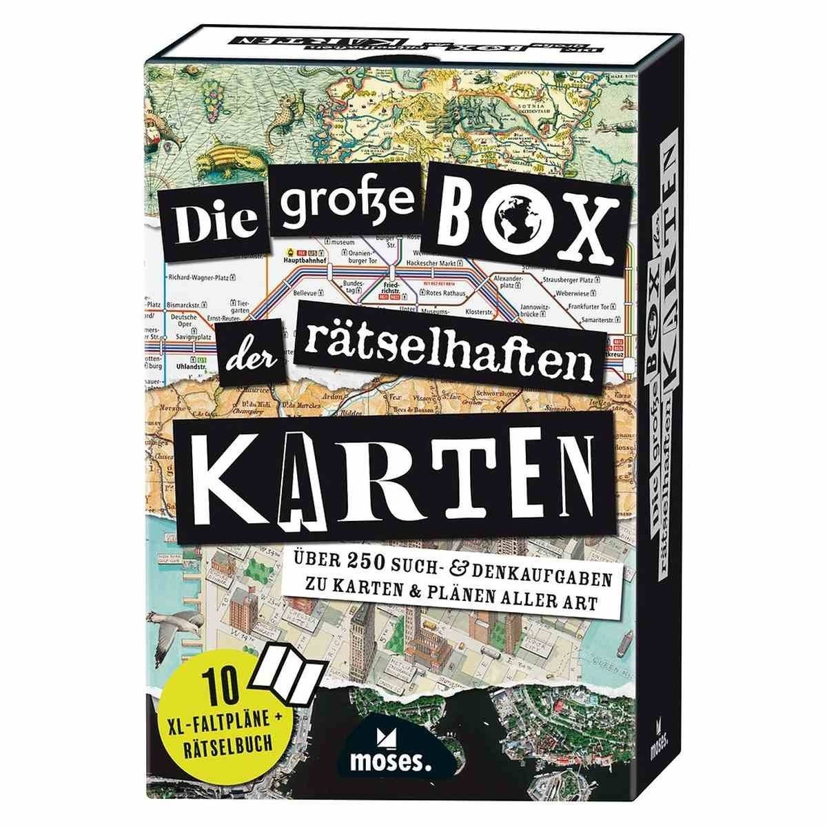 Moses. Verlag Spiel Große Box der rätselhaften Karten – XL Faltpläne & Rätselbuch