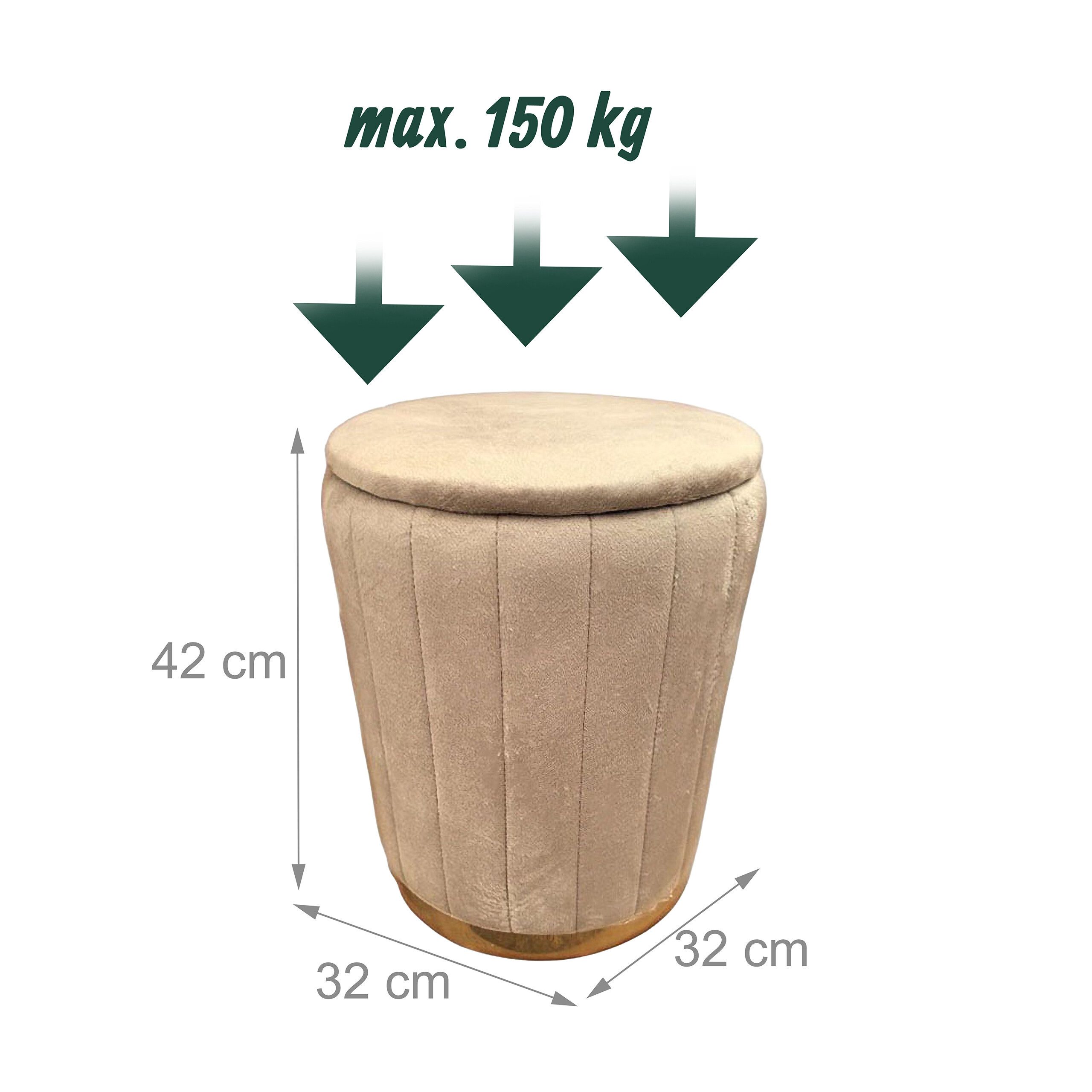 relaxdays Stauraumhocker Hocker aus Samt mit Stauraum (1 St), Coffee – Bild 4 von 5