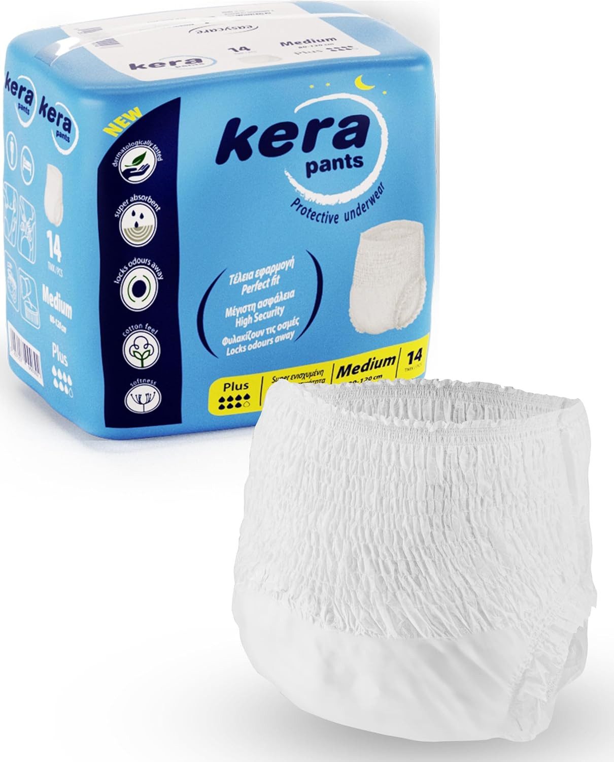 Kera Inkontinenzslip saugstarke Inkontinenz Pants für Frauen und Männer (diskrete Windeln für Erwachsene, 28-St., atmungsaktive Windelhosen) Erwachsenen Windel mit “Cotton-Feel” Komfort