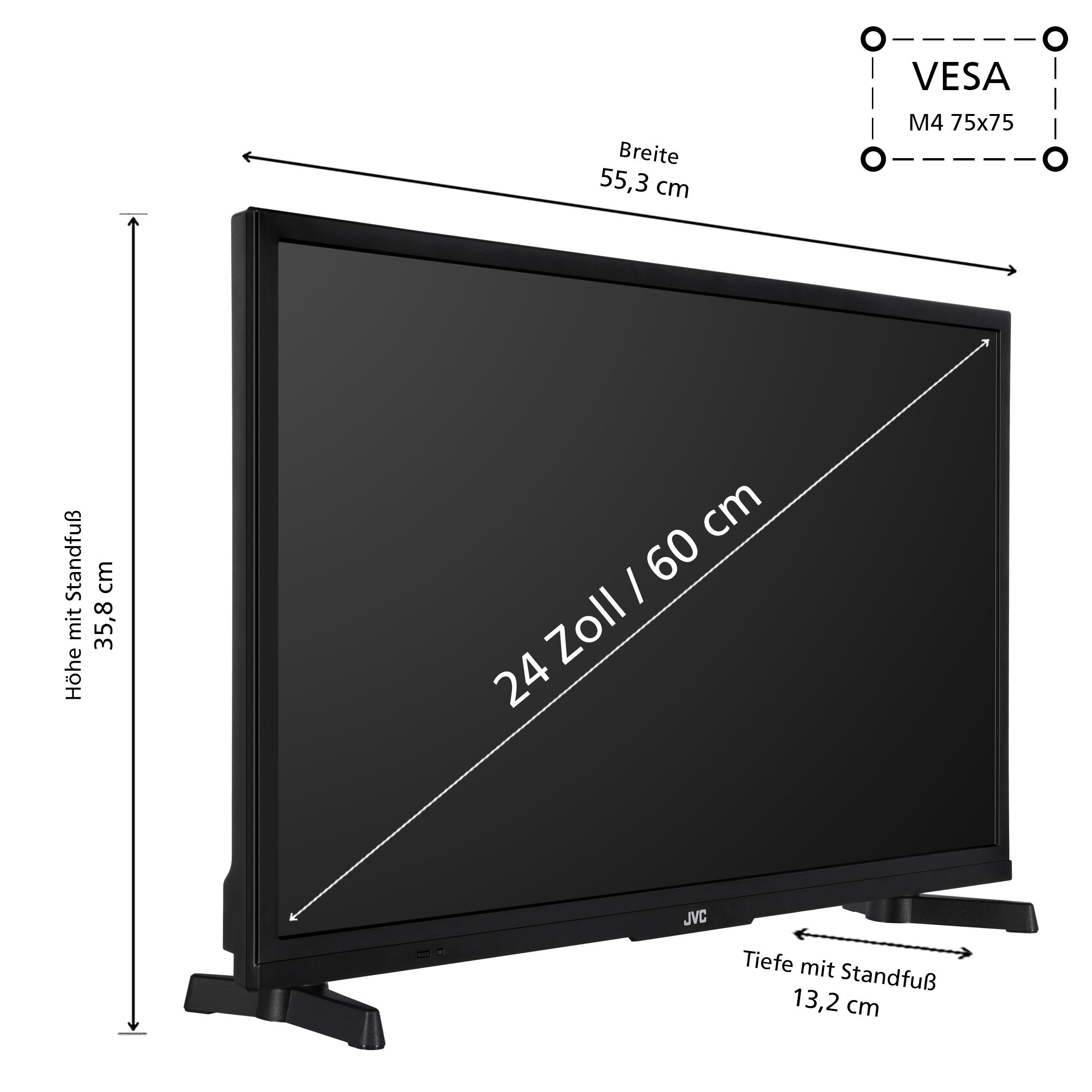 JVC LT-24VAH3455 LCD-LED Fernseher (60 cm/24 Zoll, HD-ready, Android TV, Android Smart TV, HDR, Triple-Tuner, Bluetooth)