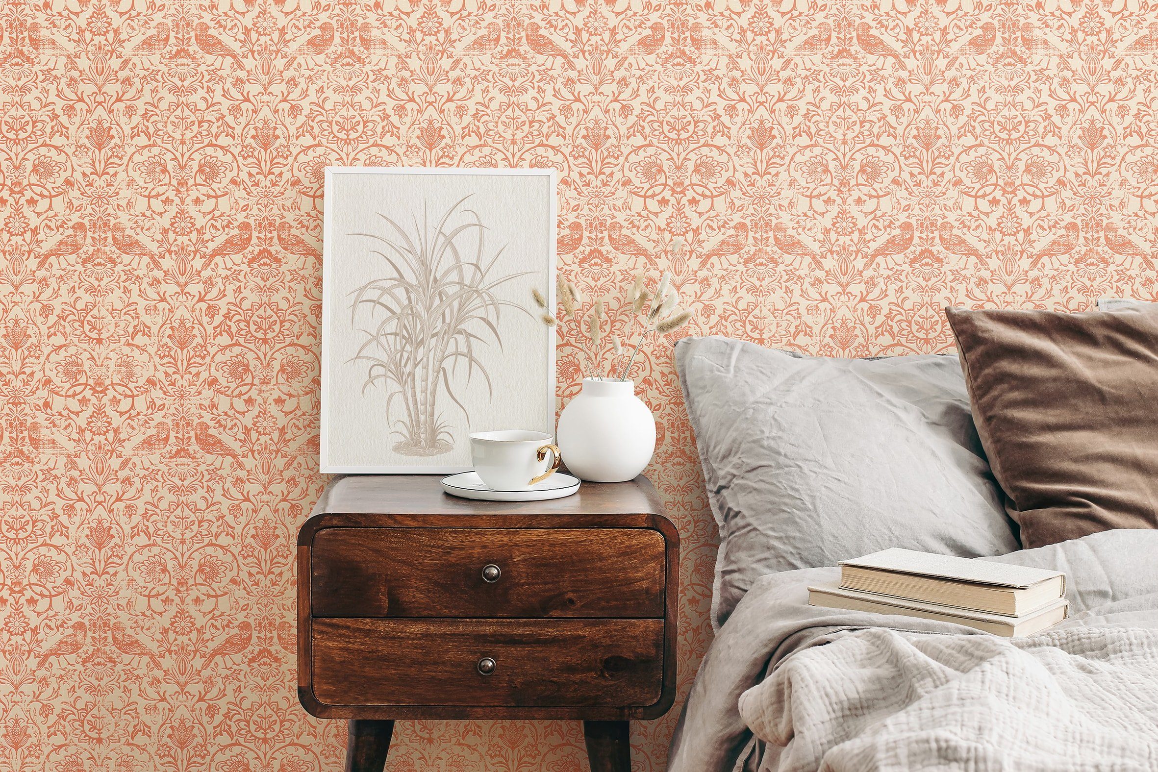 Marburg Vliestapete Blätter und Vögel Floral Modern 10,05 m x 0,53 m Grau günstig online kaufen