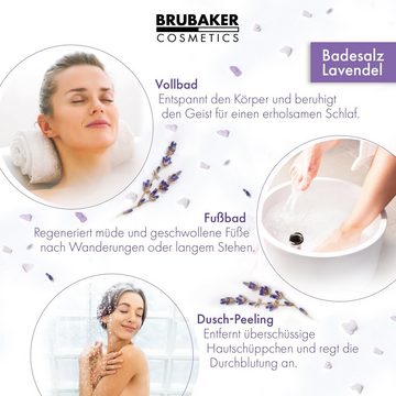BRUBAKER Badesalz Lavendel Duft - Badezusatz mit natürlichen Extrakten, 1-tlg., Wellness Baden für Entspannung, Erholung und Körperpflege