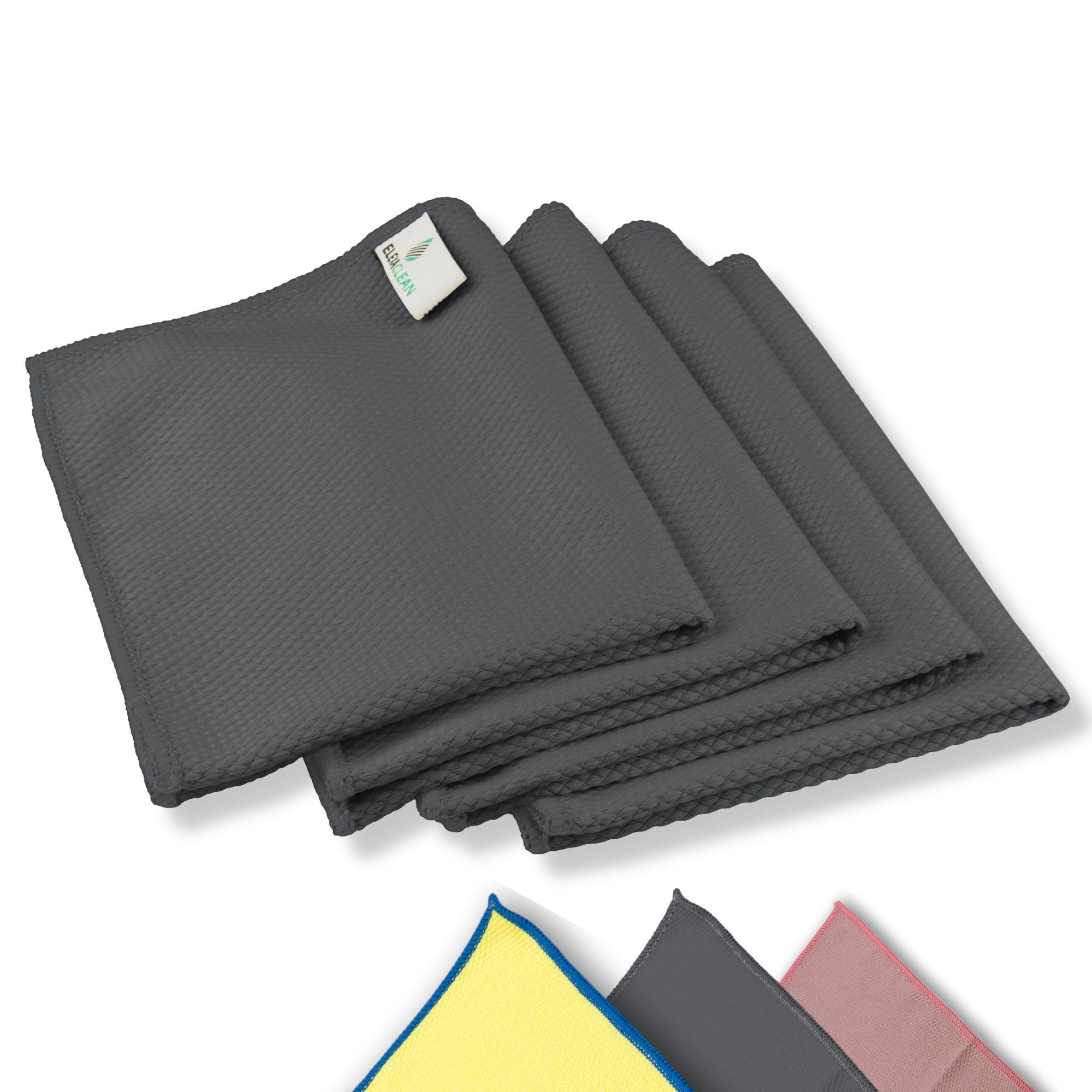 ELEXACLEAN Mikrofaser Fenstertücher Reinigungstücher (80% Polyester, 20% Polyamid (Mikrofaser), 30x40 cm, Set, 4-tlg., 40x30 cm, streifenfrei, fusselfrei, reinigt nur mit Wasser, ULTRA CLEAR compact)