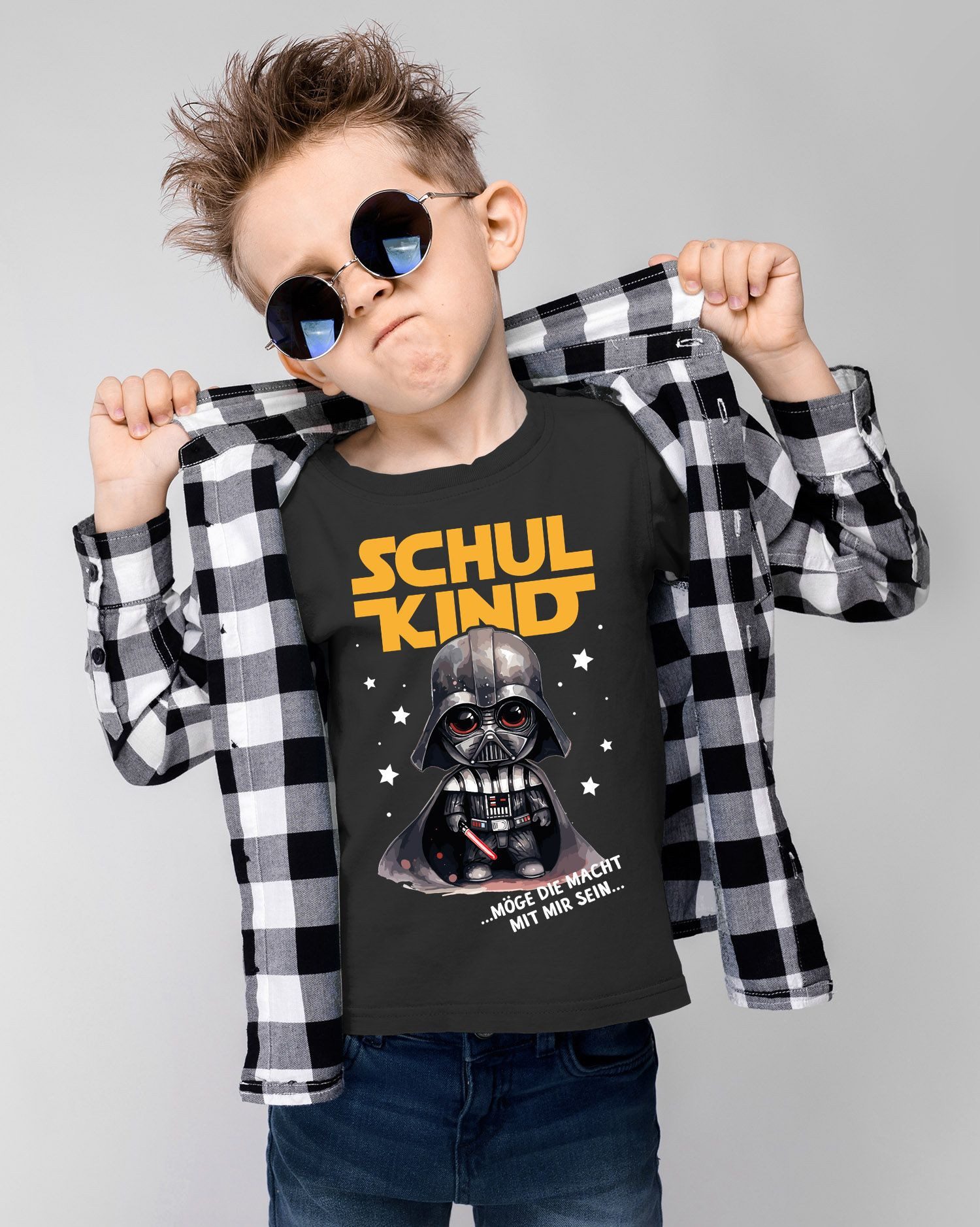 MoonWorks Print-Shirt Kinder Jungen T-Shirt Einschulung Möge die Macht mit mir sein
