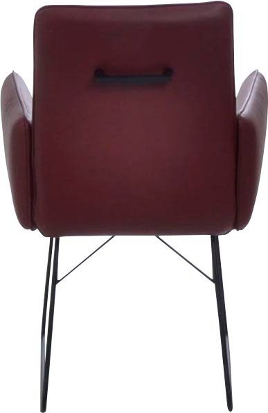 Wohnen Steppung schwarz, Metall Griff am Drahtkufengestell & St), im Komfort Rücken, in (1 Armlehnstuhl K+W Sitz cabernet