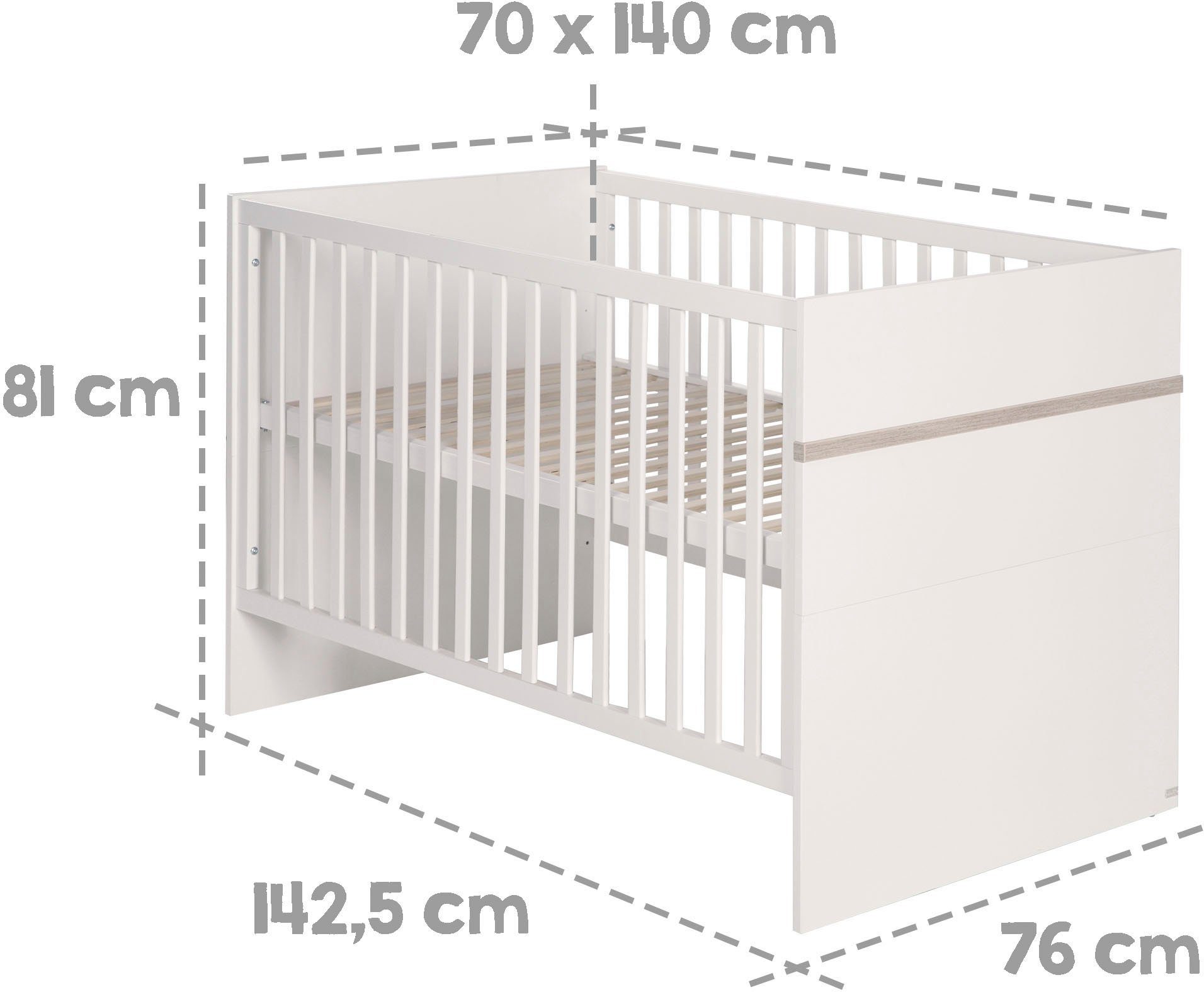 Kinderbett und (Spar-Set, Babymöbel-Set Made 2-St., in Moritz, schmaler Wickelkommode; Wickelkommode), Kinderbett, Europe mit roba®