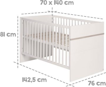 roba® Babymöbel-Set Moritz, (Spar-Set, 2-St., Kinderbett, Wickelkommode), mit Kinderbett und schmaler Wickelkommode; Made in Europe