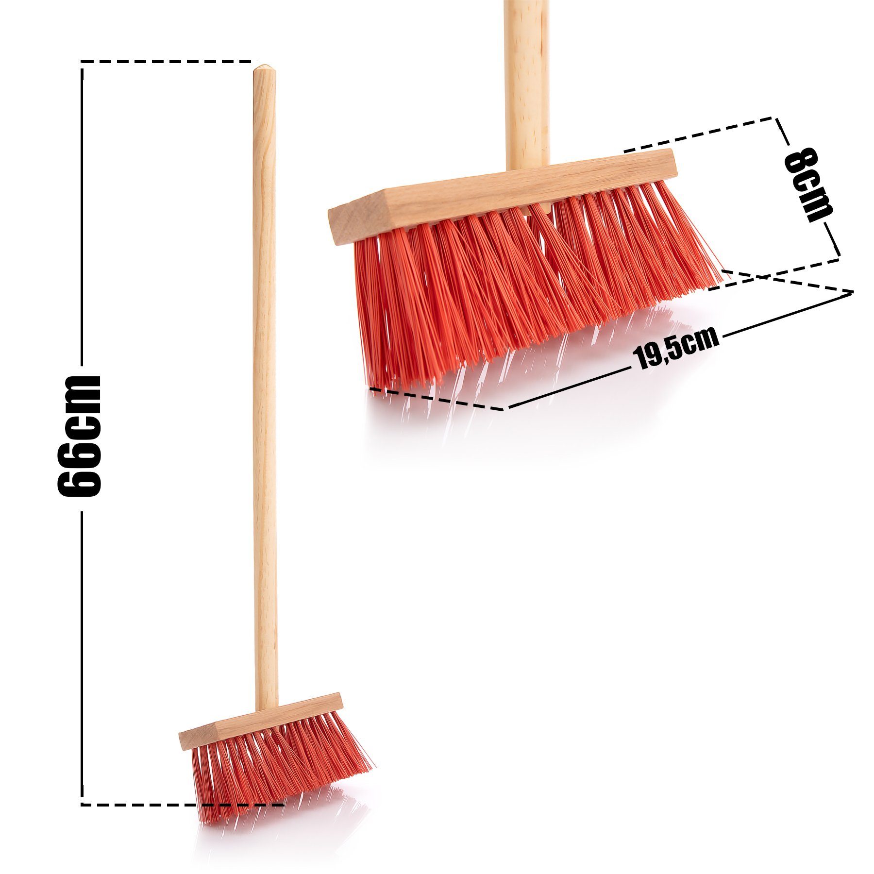 BigDean Kinder-Werkzeug-Set Kinder-Straßenbesen mit Holzstiel & starken Borsten – Made in Germany, (Packung, 1-tlg., Kinderbesen), Holz
