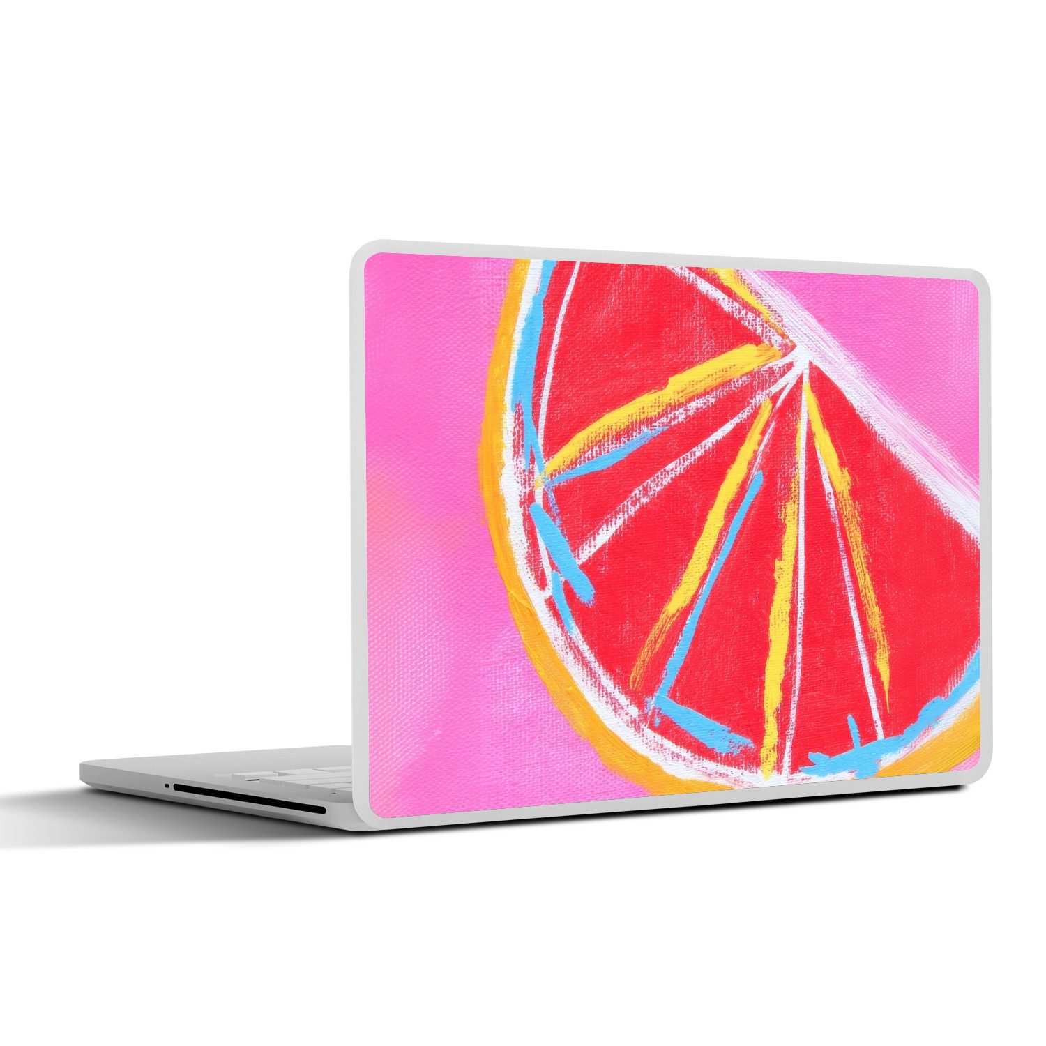 Laptop-Aufkleber Grapefruit - Gemalt - Rosa - Streifen