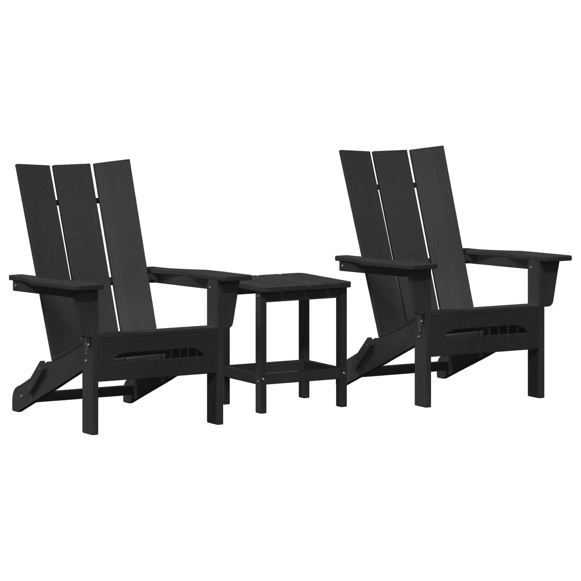 vidaXL Gartenstuhl 3-teiliges Garten-Lounge-Set Schwarz HDPE günstig online kaufen