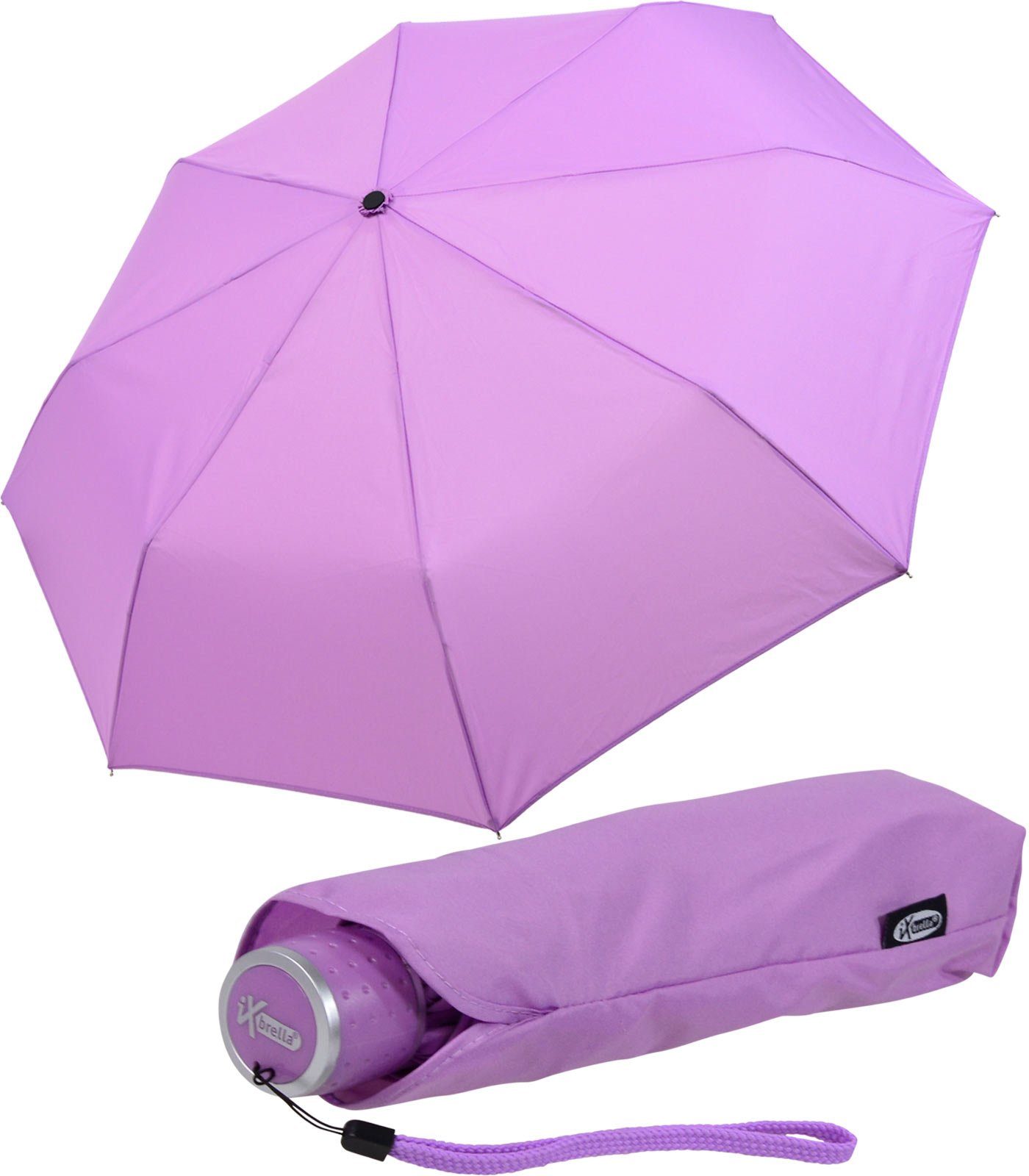 iX-brella Taschenregenschirm Mini Ultra Light - mit großem Dach - extra leicht, dezent hell-lila