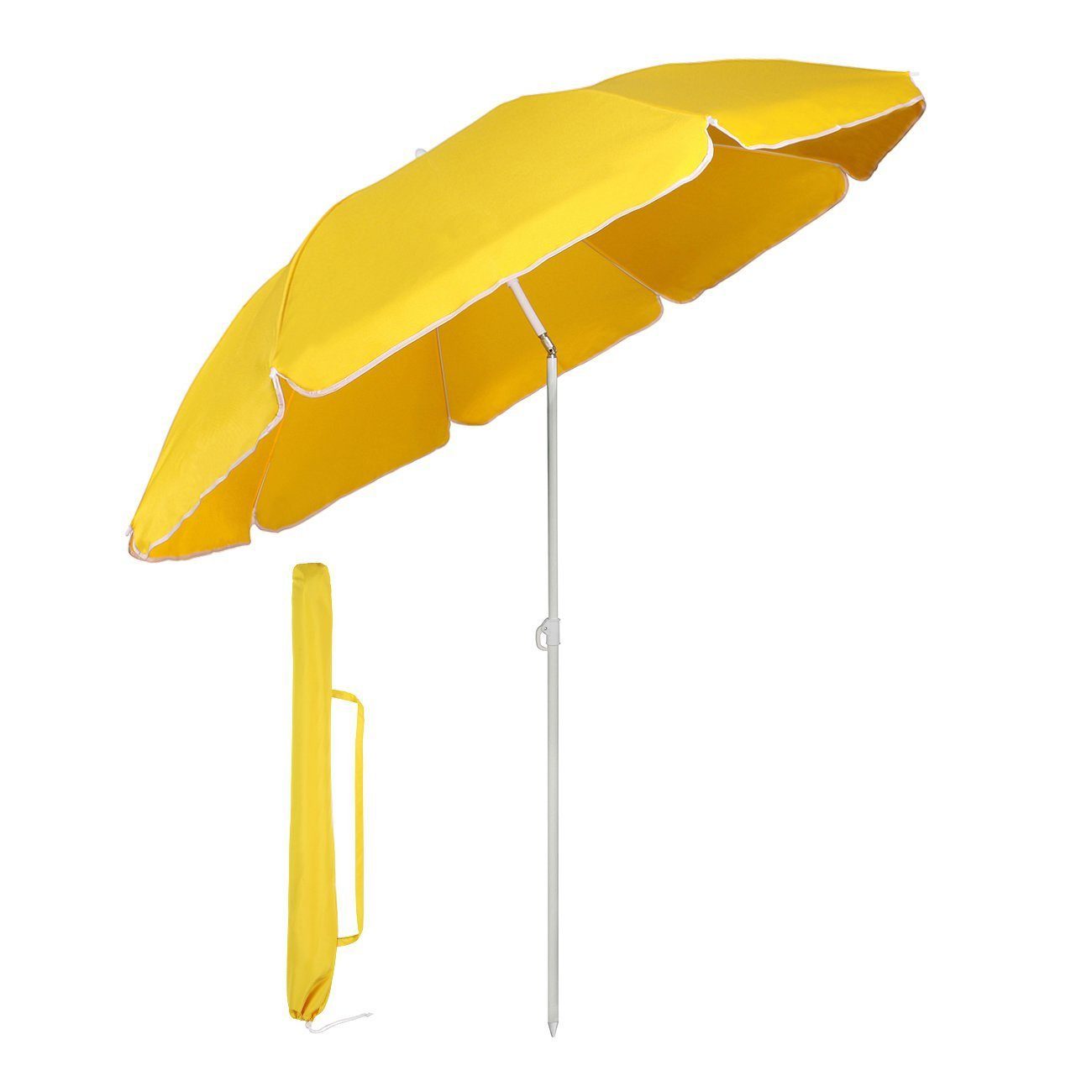 SUNULA Sonnenschirm Ø140/Ø160 cm Balkonschirm Rund Strandschirm mit Schutzhülle, LxB: 140x140 cm, 140 cm mit Knickfunktion, Höhenverstellbar, Leicht zu Transportieren