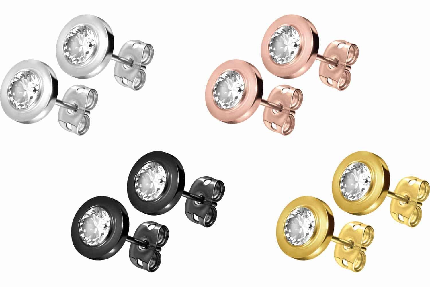FILANGO Paar Ohrstecker Titan Ohrstecker DISC + KRISTALL (Ohrstecker, 1-tlg günstig online kaufen
