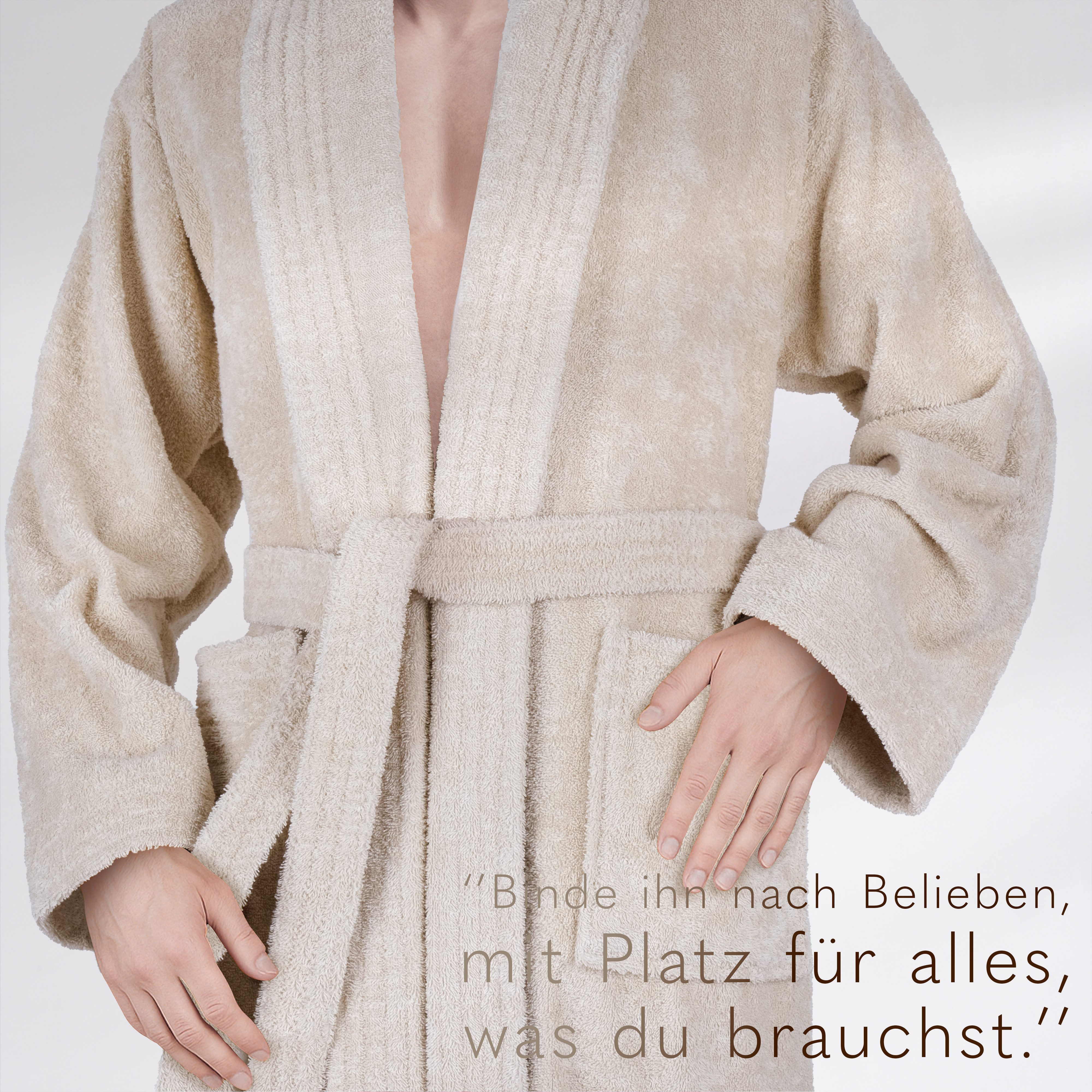 HAMMETEX Herrenbademantel hergestellt aus 100% Baumwolle – 380 g/m² Frottee, mit Taschen, Langform, Baumwolle, Schalkragen, Gürtel, saugfähig & Weich – Bild 4 von 5