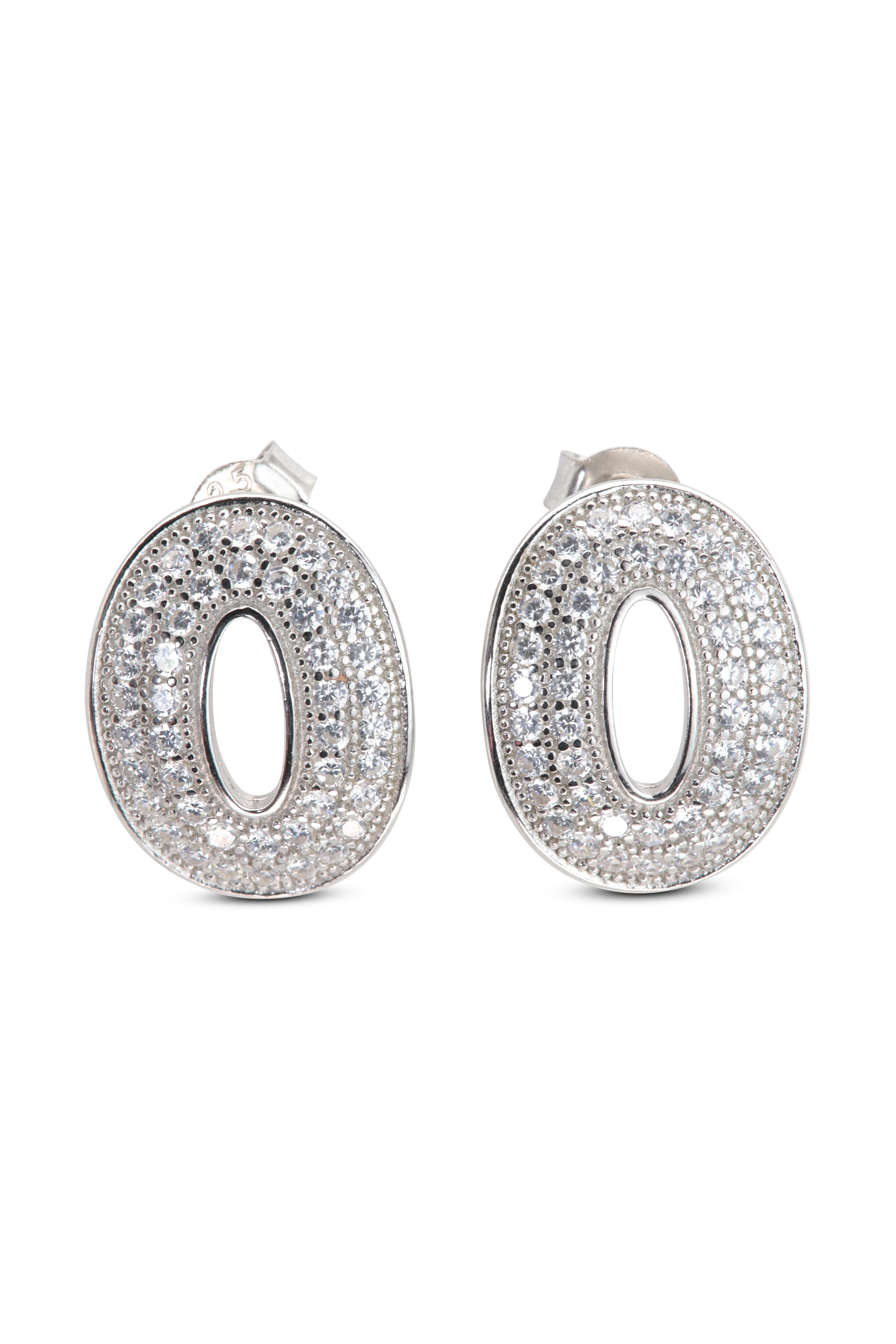 SCHEPPE SCHMUCK Ohrstecker-Set Ohrstecker 925 Sterling Silber mit je 42 Cubic Zirkonia Steinen (Set, incl. Schmuckschachtel), 15,4mm hoch und 12,2mm breit