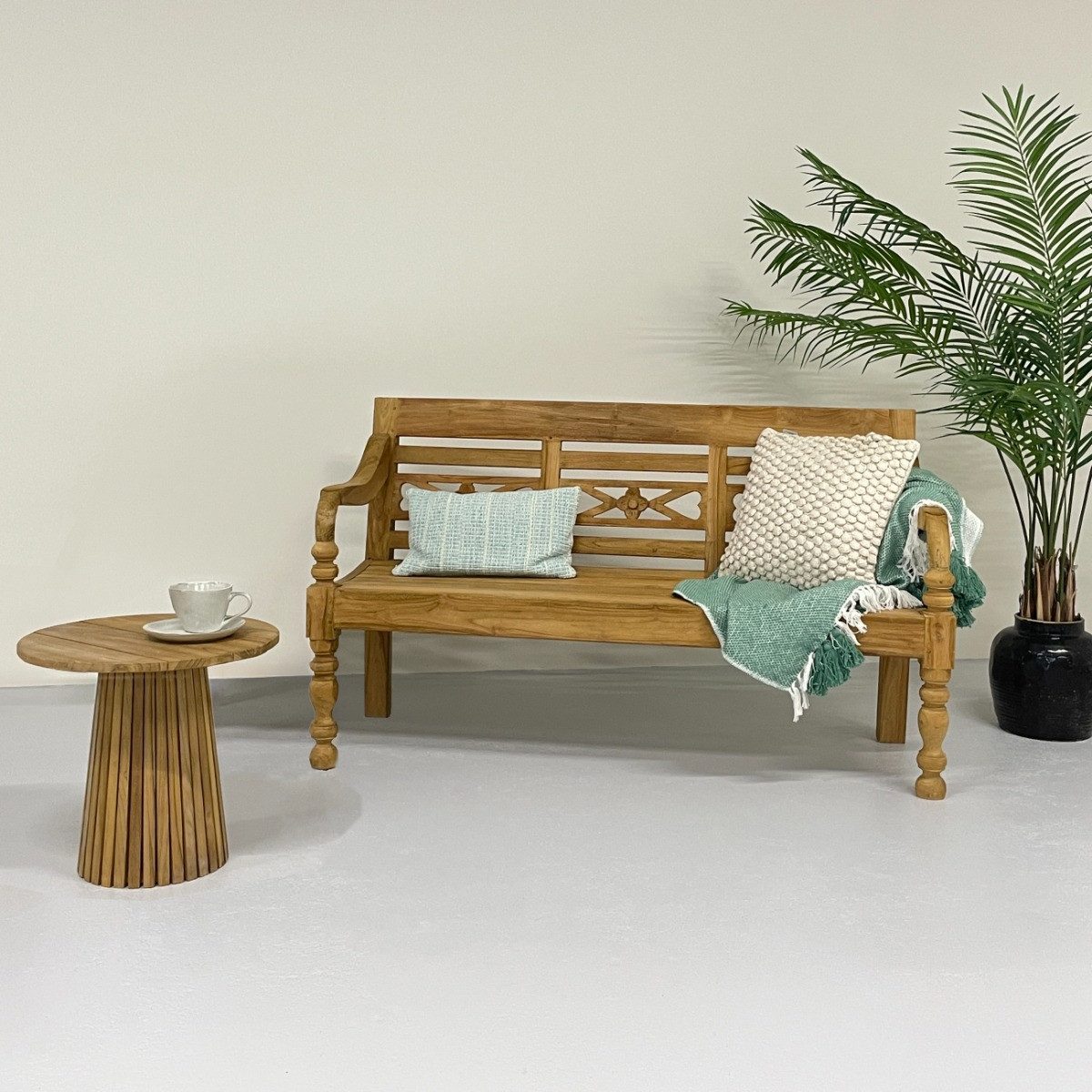Couchcenter Gartenbank Gartenbank Kasar 150 cm Sitzbank Bank Gartenmöbel Garten Teakholz, 3er Bank aus echtem Teak Holz
