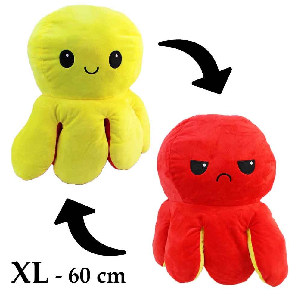 Posh Paws Kuscheltier XXL Stimmungs Oktopus rot-gelb Wende Plüschtier - ca. 60 cm (1-St)