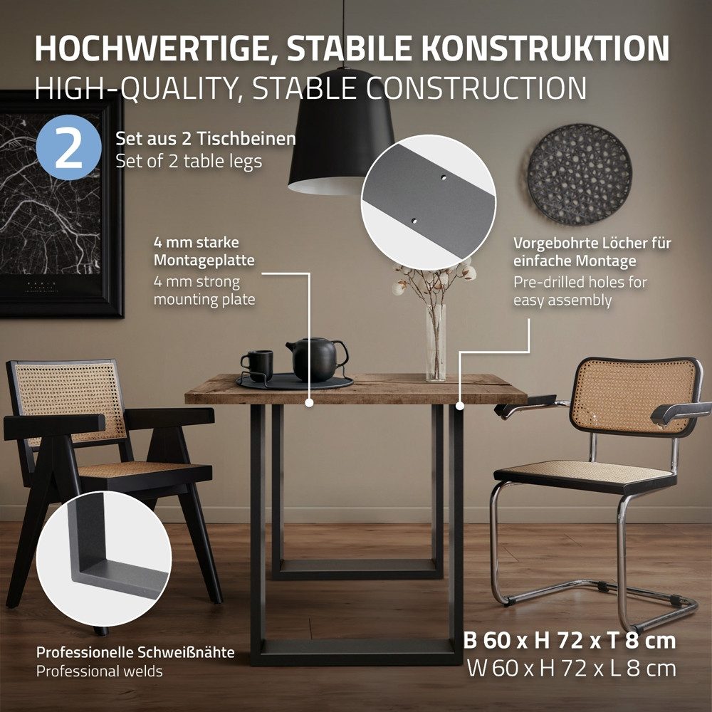 ECD Germany Tischbein 2x Tischkufen aus günstig online kaufen