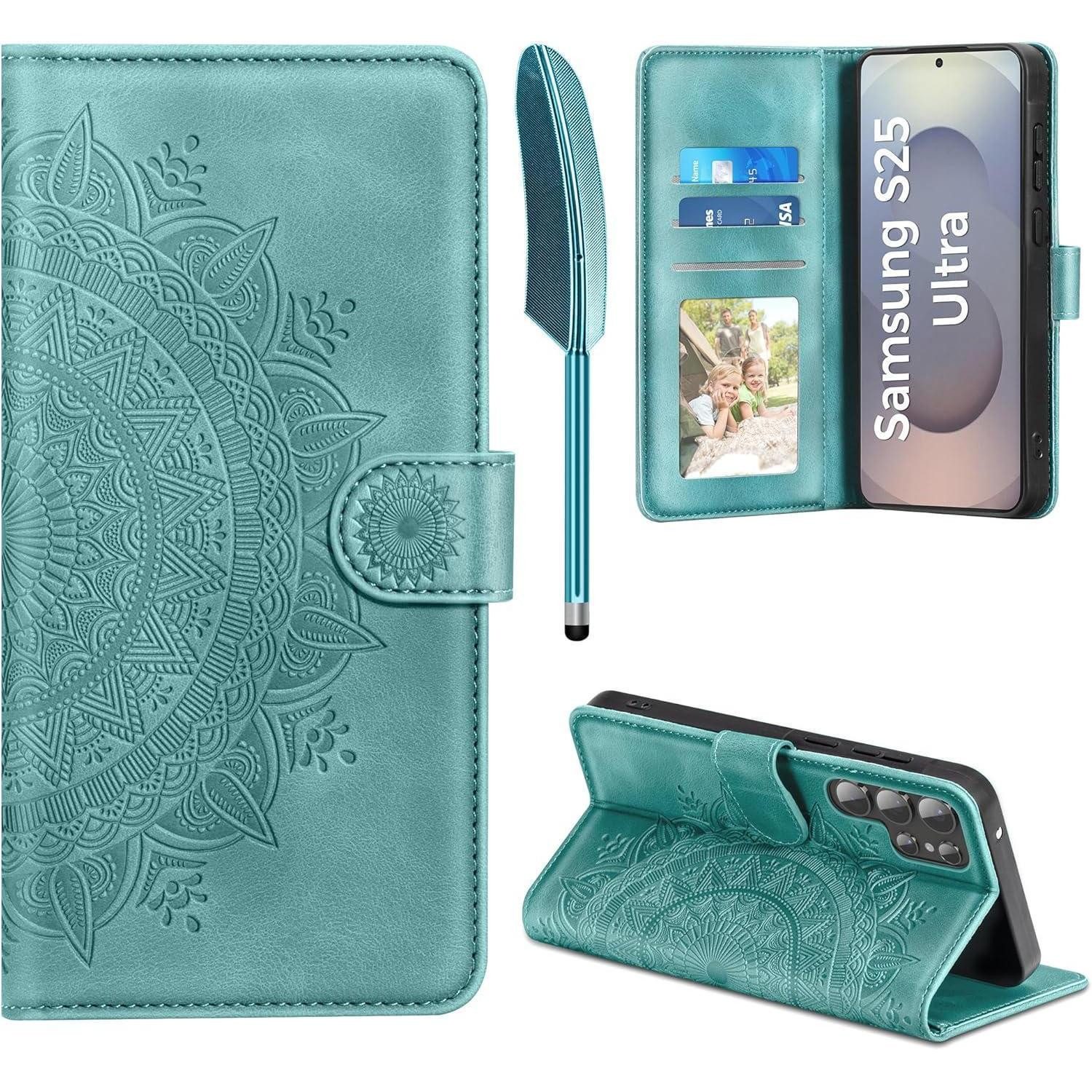 Flip Case Handyhülle S25 Ultra Flip Wallet Samsung Galaxy S25 Ultra Grün