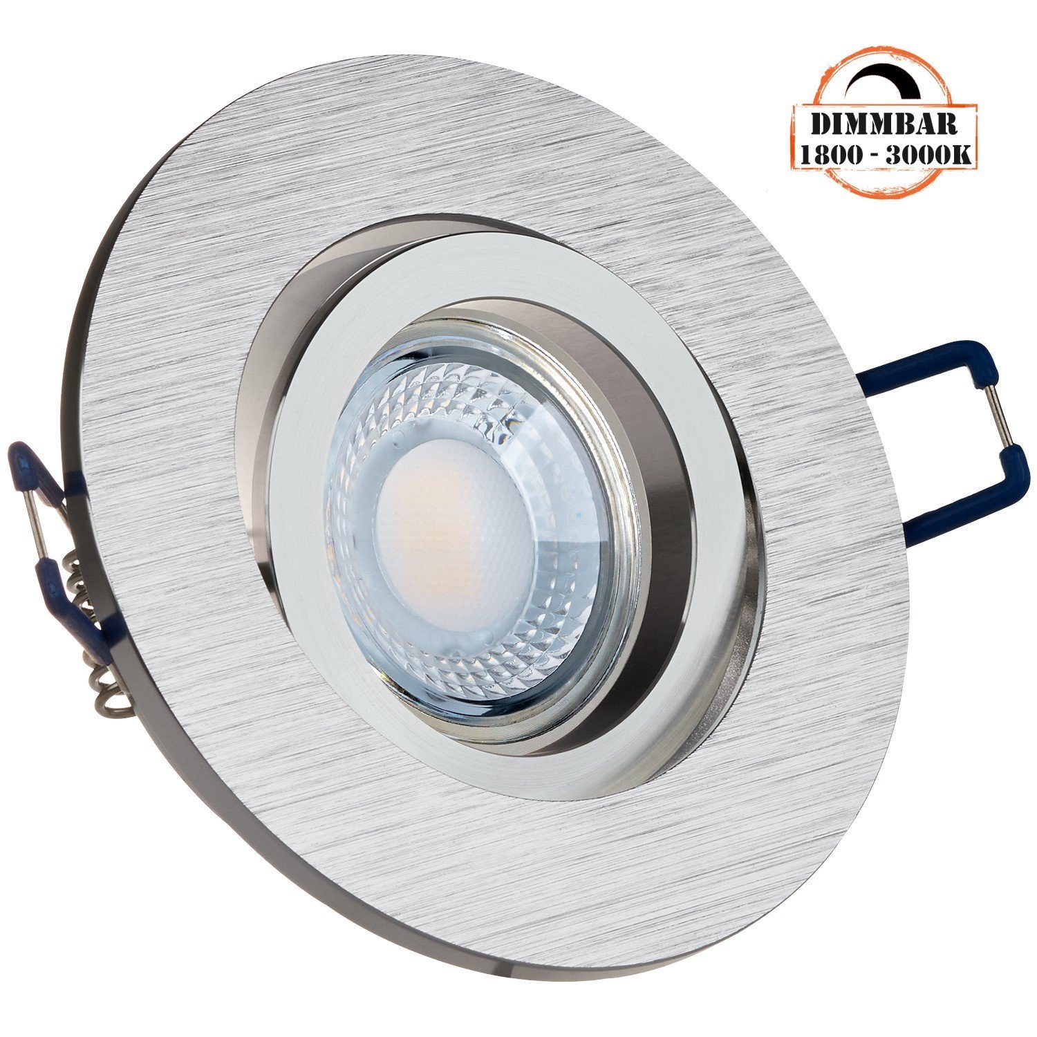 LEDANDO LED Einbaustrahler LED Einbaustrahler Set extra flach in aluminium gebürstet mit 5W LED v | Strahler