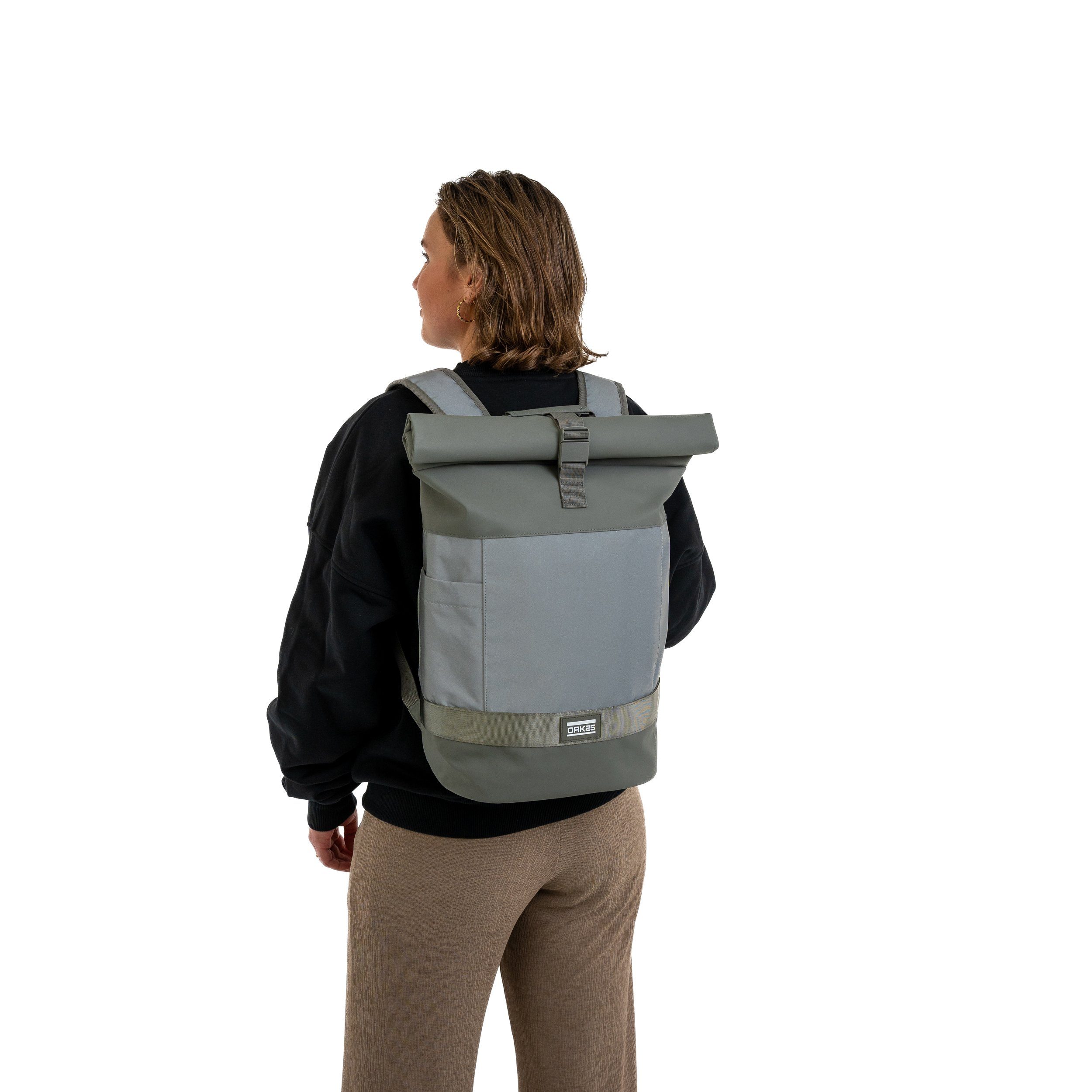 OAK25 Cityrucksack Commute M Rolltop Rucksack (1-tlg), Reflektierend, Wasserabweisend