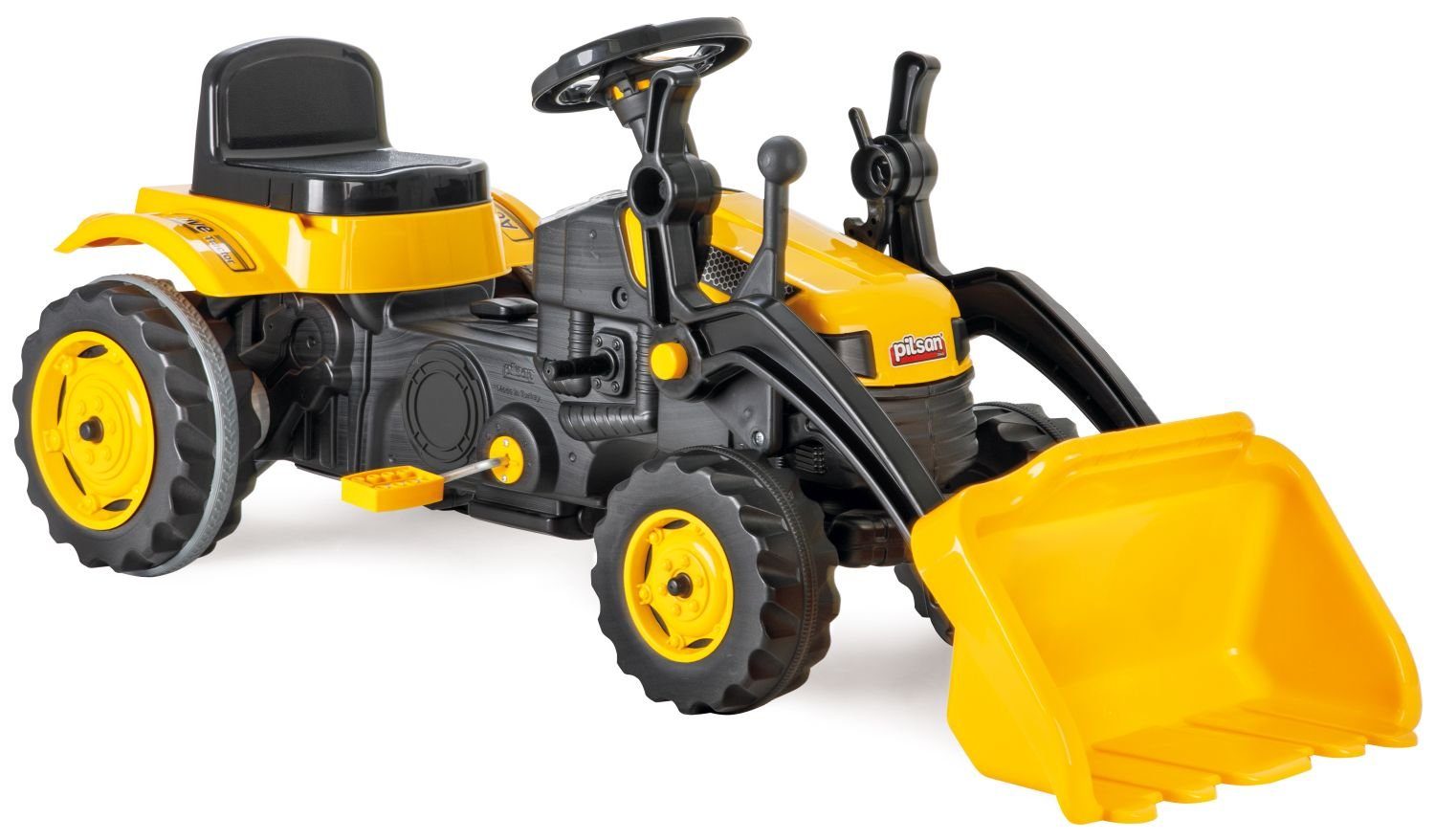 Siva Dreirad Kindertraktor Gelb Trettraktor mit Schaufel Pedale Sitzverstel günstig online kaufen