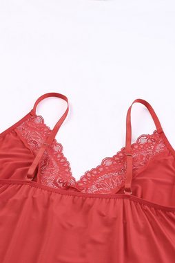 Organza Lingerie Negligé (2-tlg) Plus Size blickdicht in rot. Eleganter, sexy Look. sexy Dessous große Größen