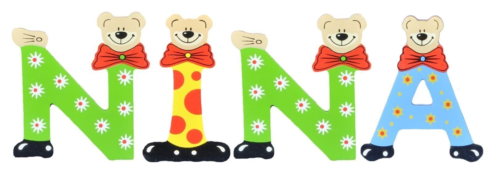 4 St), Playshoes (Set, NINA Namen-Set, - Holz-Buchstaben sortiert Deko-Buchstaben Kinder
