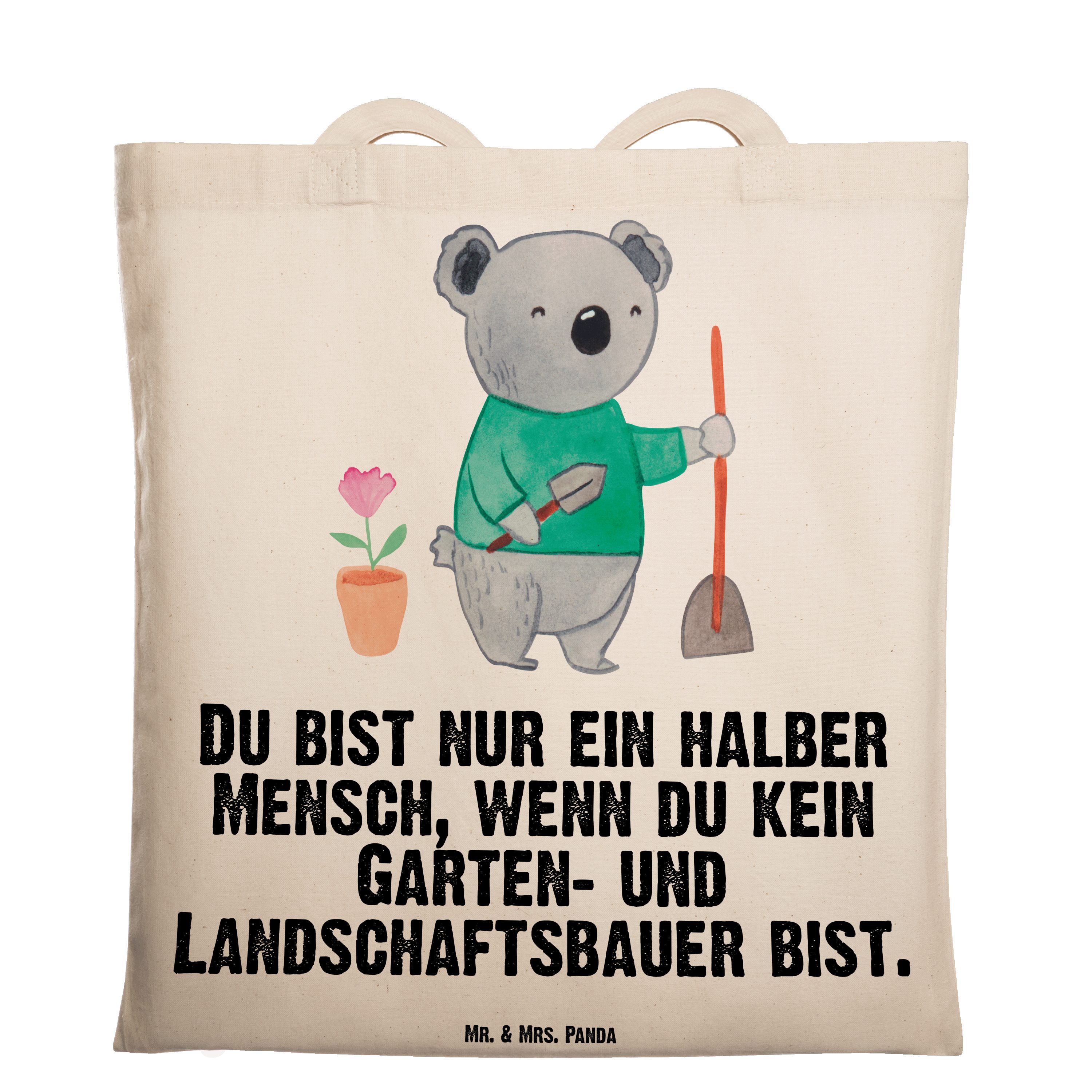 und - Herz - Transparent Garten- Beute Landschaftsbauer Tragetasche Geschenk, Panda Mrs. Mr. & mit (1-tlg)