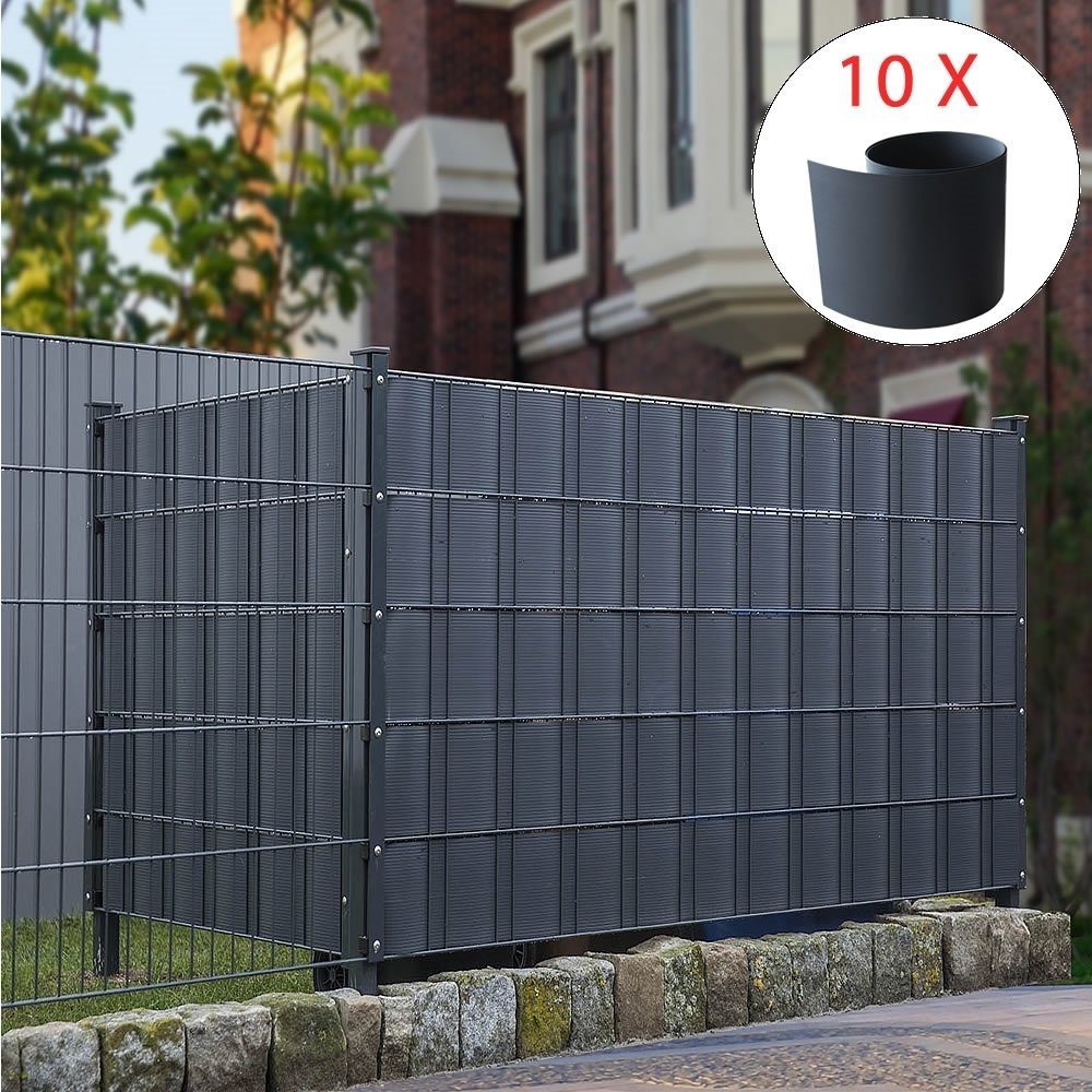 Feel2Home Sichtschutzstreifen Sichtschutz 10X HART PVC Sichtschutzstreifen Zaunfolie versch. Farben, (10er Set, Sichtschutzstreifen), Hart PVC