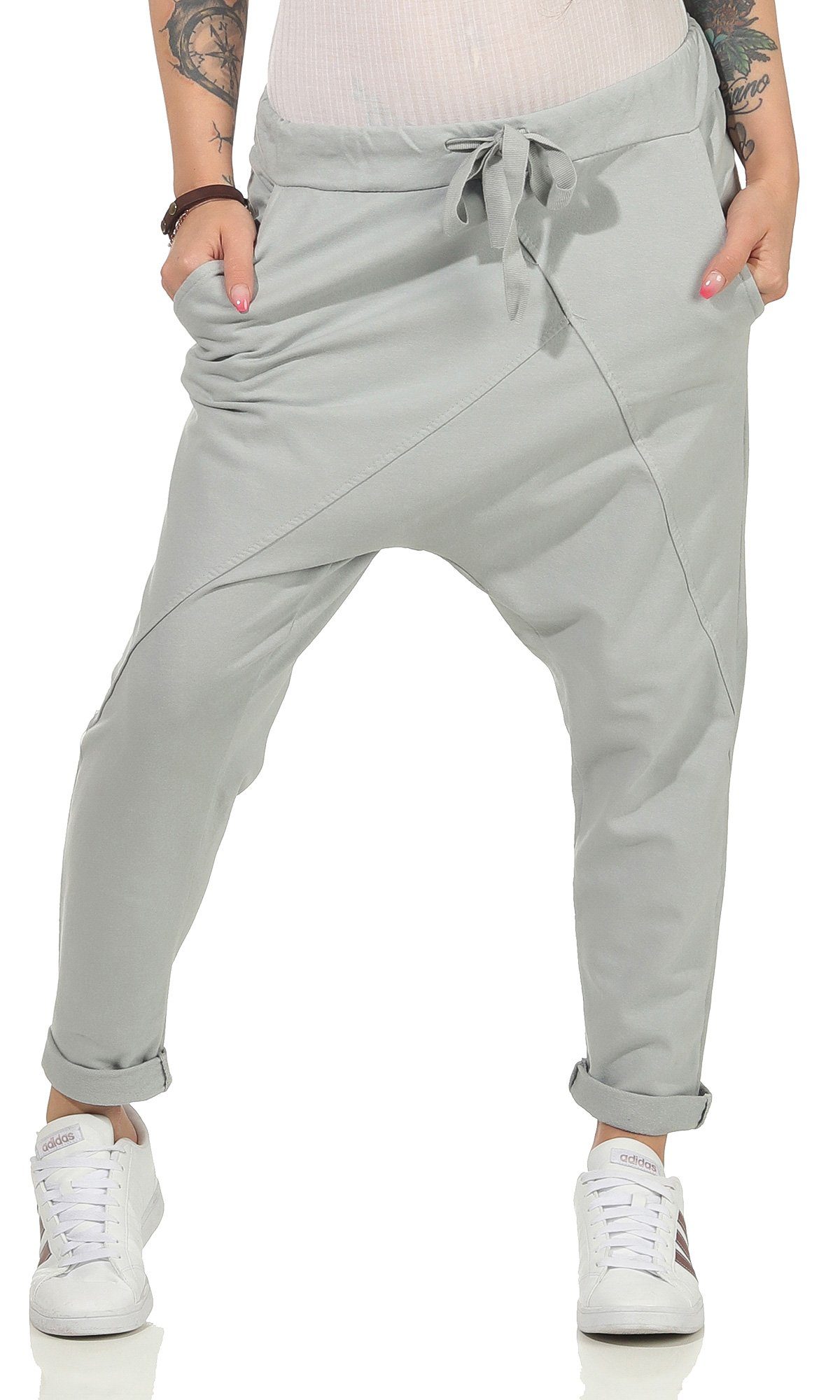 CLEO STYLE Jogginghose Damen Jogginghose 104 Hellgrau Elastikbund mit Tunne günstig online kaufen