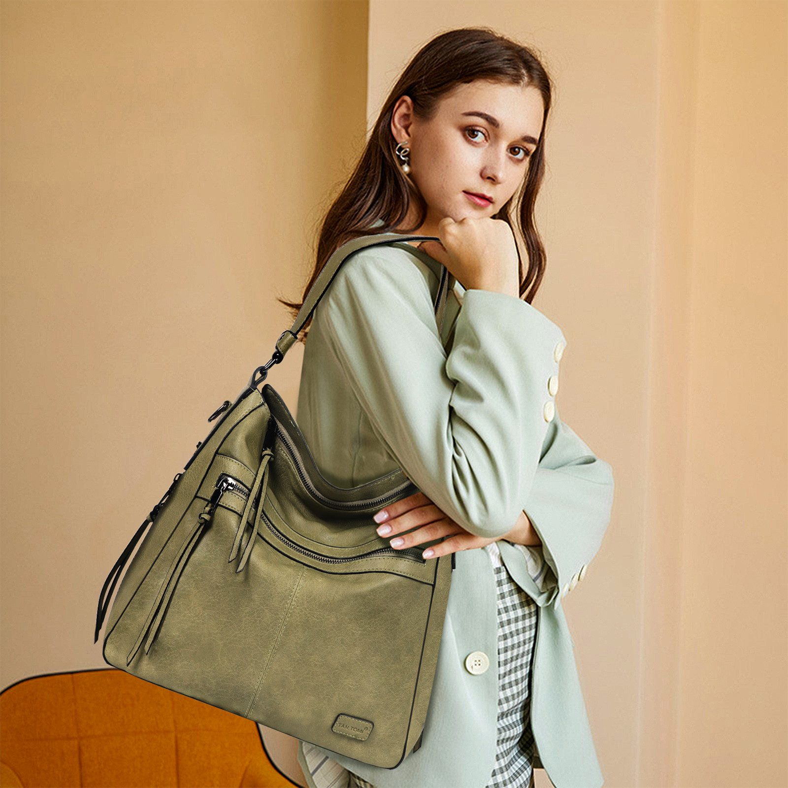 TAN.TOMI Schultertasche Damen Schultertasche Groß Shopper Handtasche, Synthetisches-Lederhandtasche Umhängetasche Damen Taschen