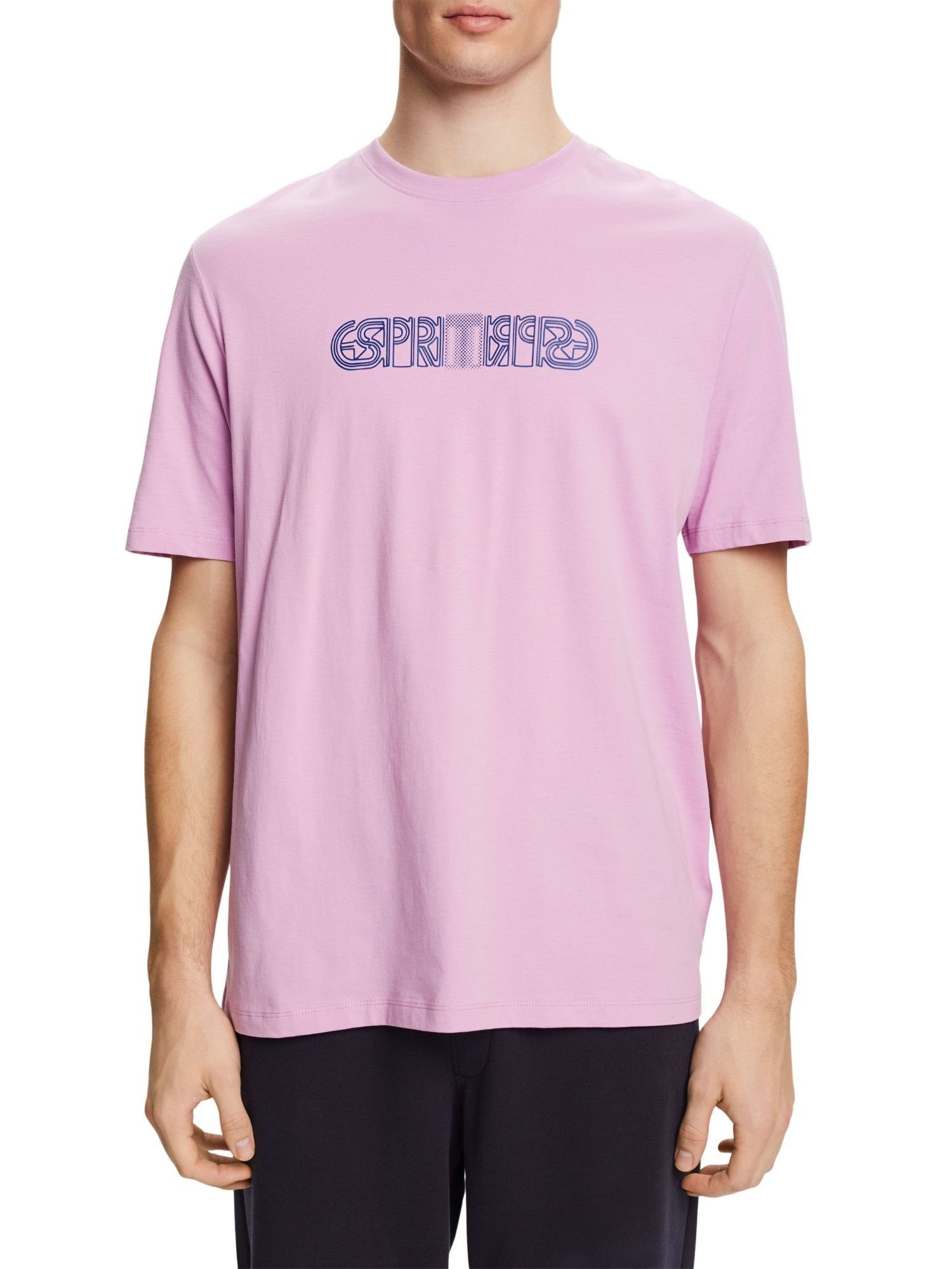 Passform lockerer by T-Shirt in Logo-Print (1-tlg) mit edc T-Shirt Esprit LILAC