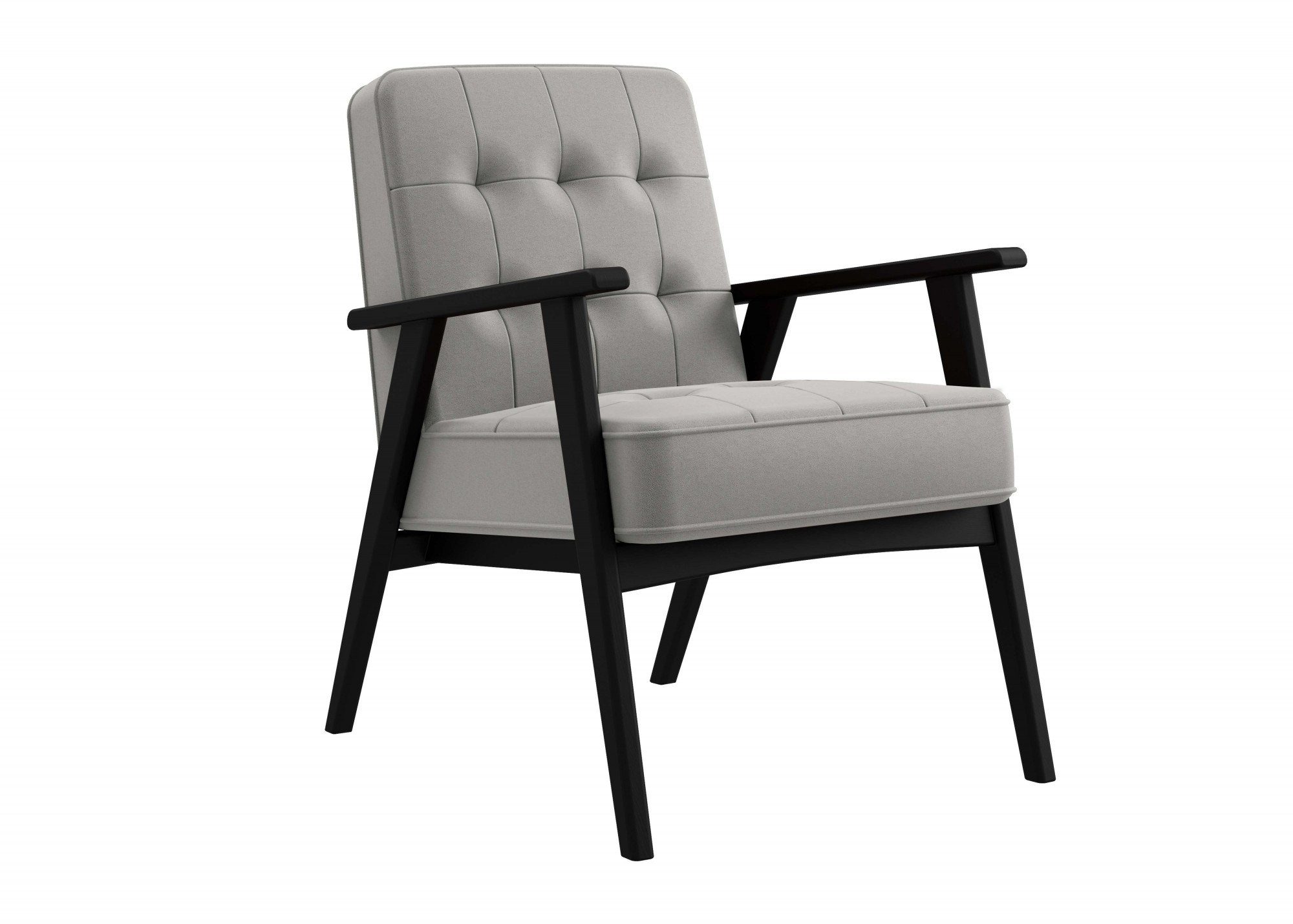 andas Sessel Alvared, Grey Massivholz, edles mit Natural Sitzkomfort in hohen Lederoptik, aus Design für Wellenunterfederung