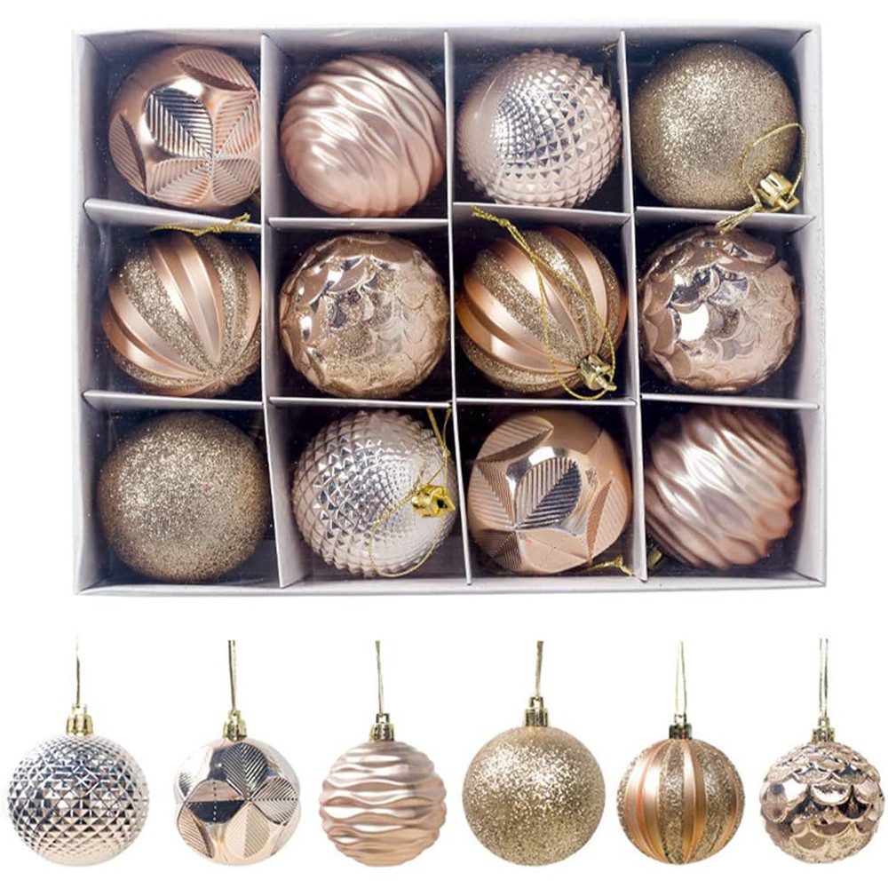 Coonoor Weihnachtsbaumkugel Weihnachtskugeln Weihnachtsdeko 12-teiliges Set, Christbaumschmuck