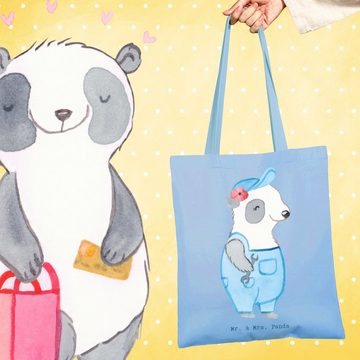 Mr. & Mrs. Panda Tragetasche Handwerkerin Herz - Sky Blue - Geschenk, Beuteltasche, Werkstatt, Kol (1-tlg), Cross Stitching Griffe