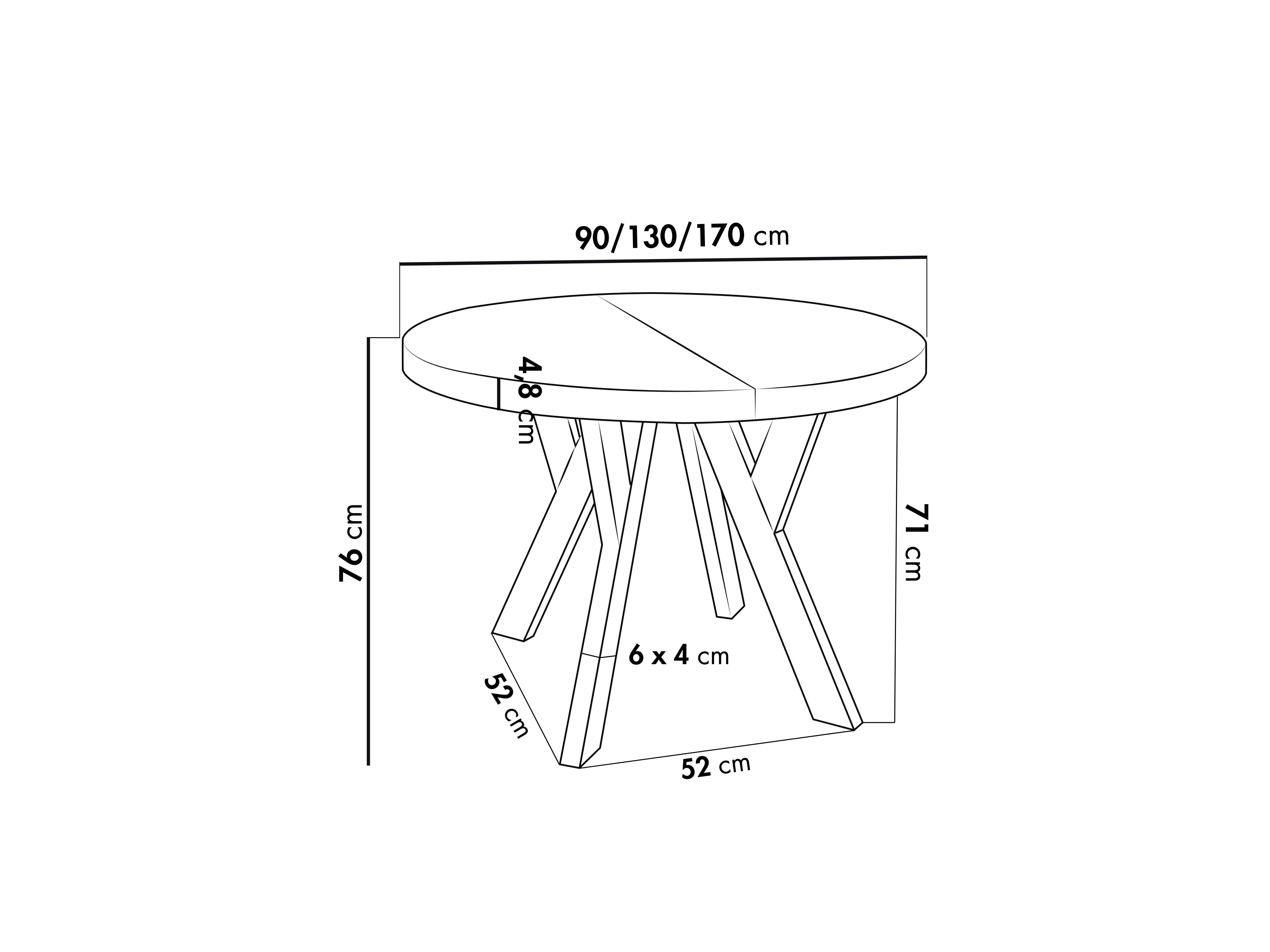 WFL GROUP Esstisch Twixy ausziehbar rund modern mit weißen Holzbeinen (MADE IN EU, erhältlich in 3 Größen – 90/100/100 cm, ausziehbar auf 170/150/200 cm), platzsparender Tisch für kleine Küche, Esszimmer oder Wohnzimmer